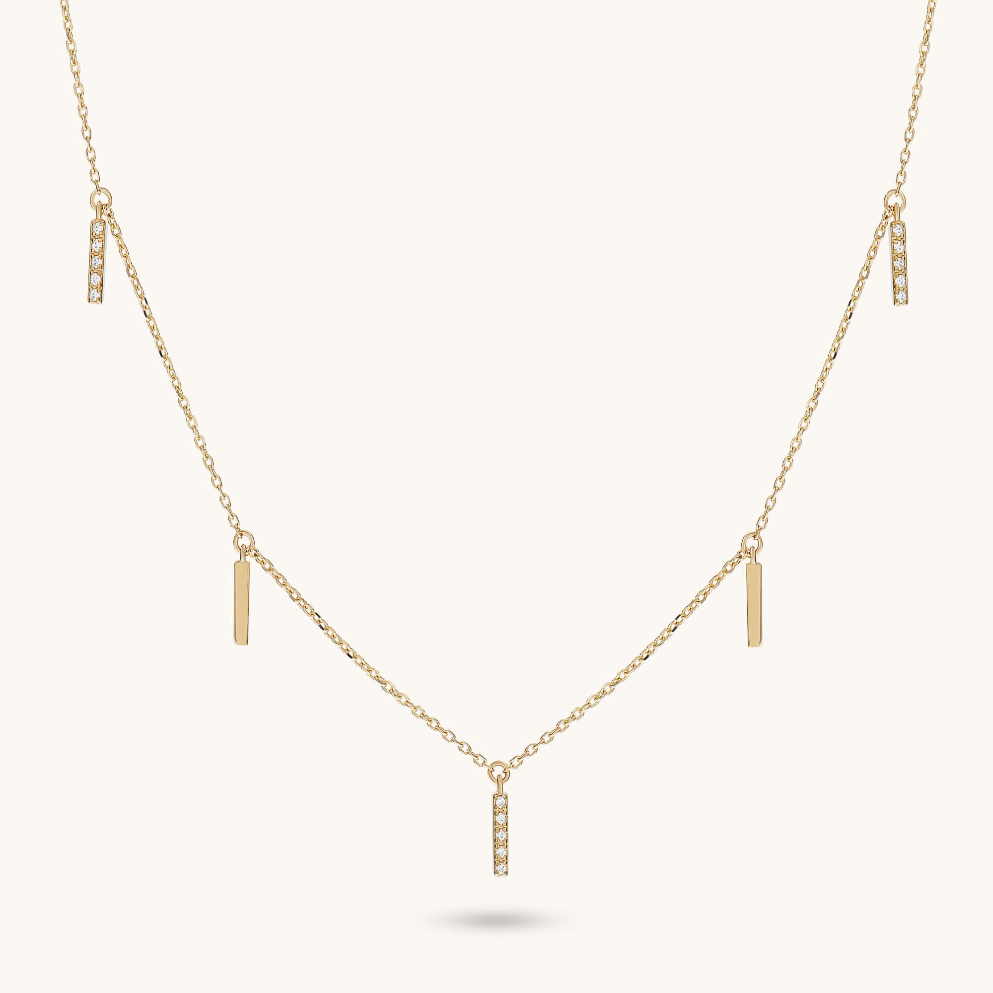 Multi Bar Station Necklace in 14K Solid Gold