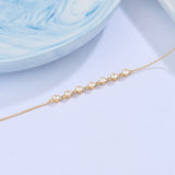 14K Solid Yellow Gold CZ Diamonds Pave Bezel Chain Bracelet