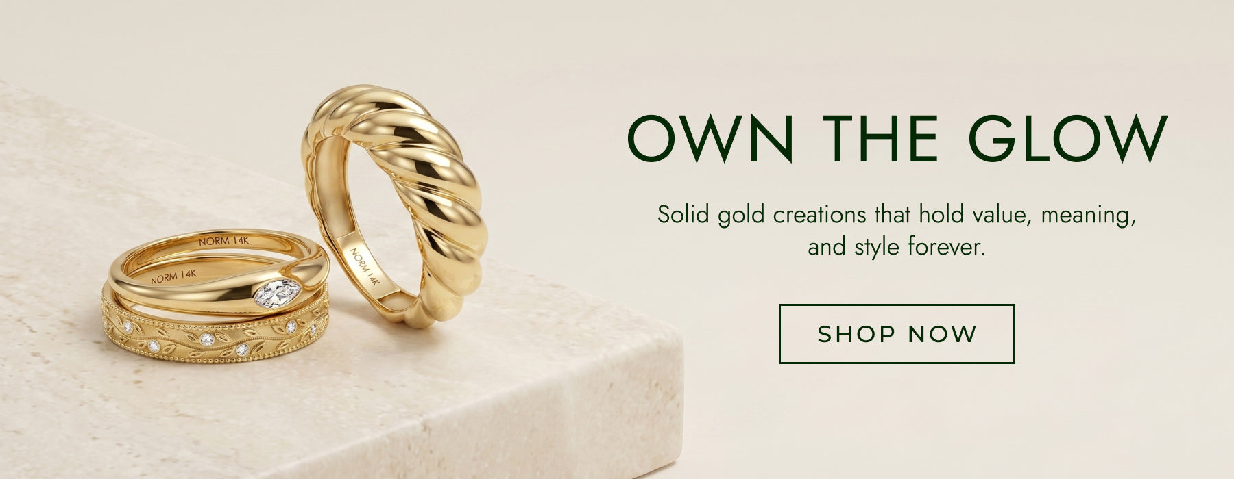 Norm's Solid Gold Rings Own The Glow Desktop Slider