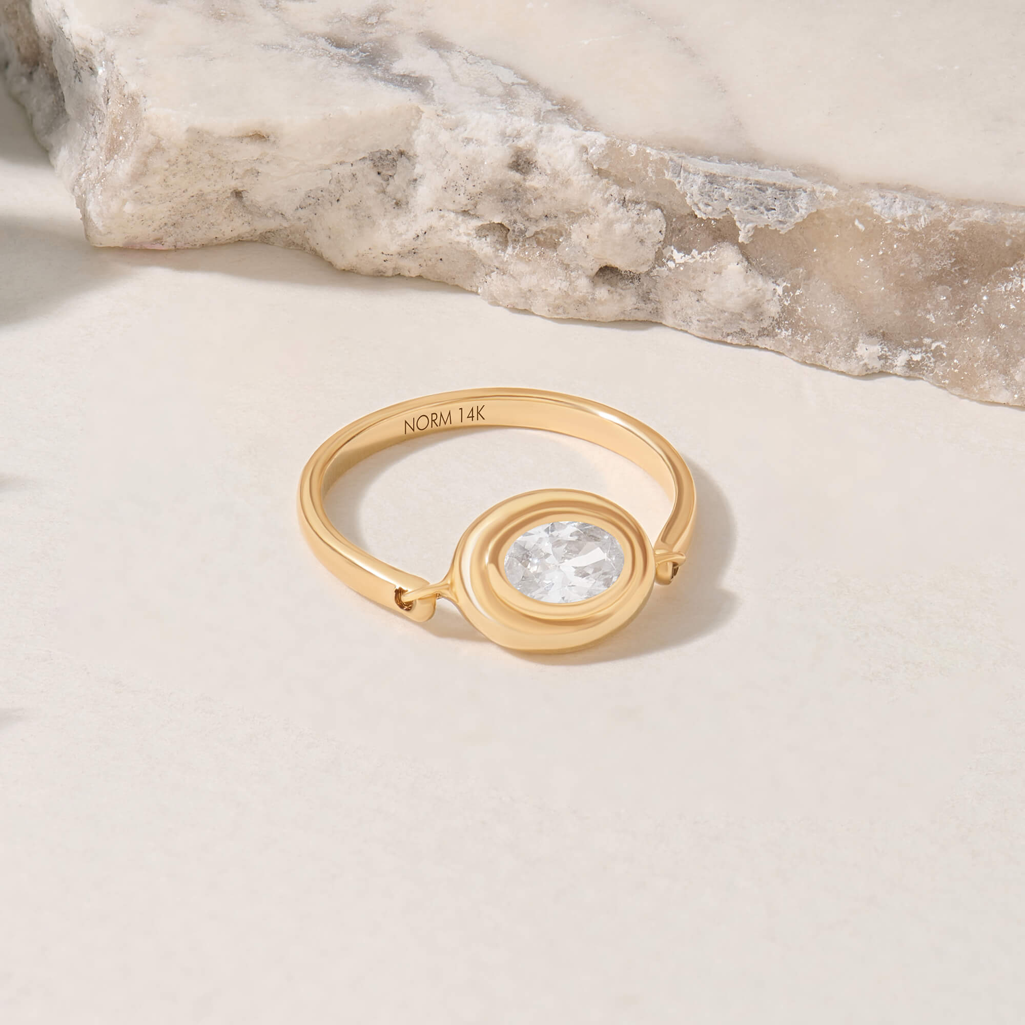 Nova Bezel Ring in 14K Real Gold with CZ