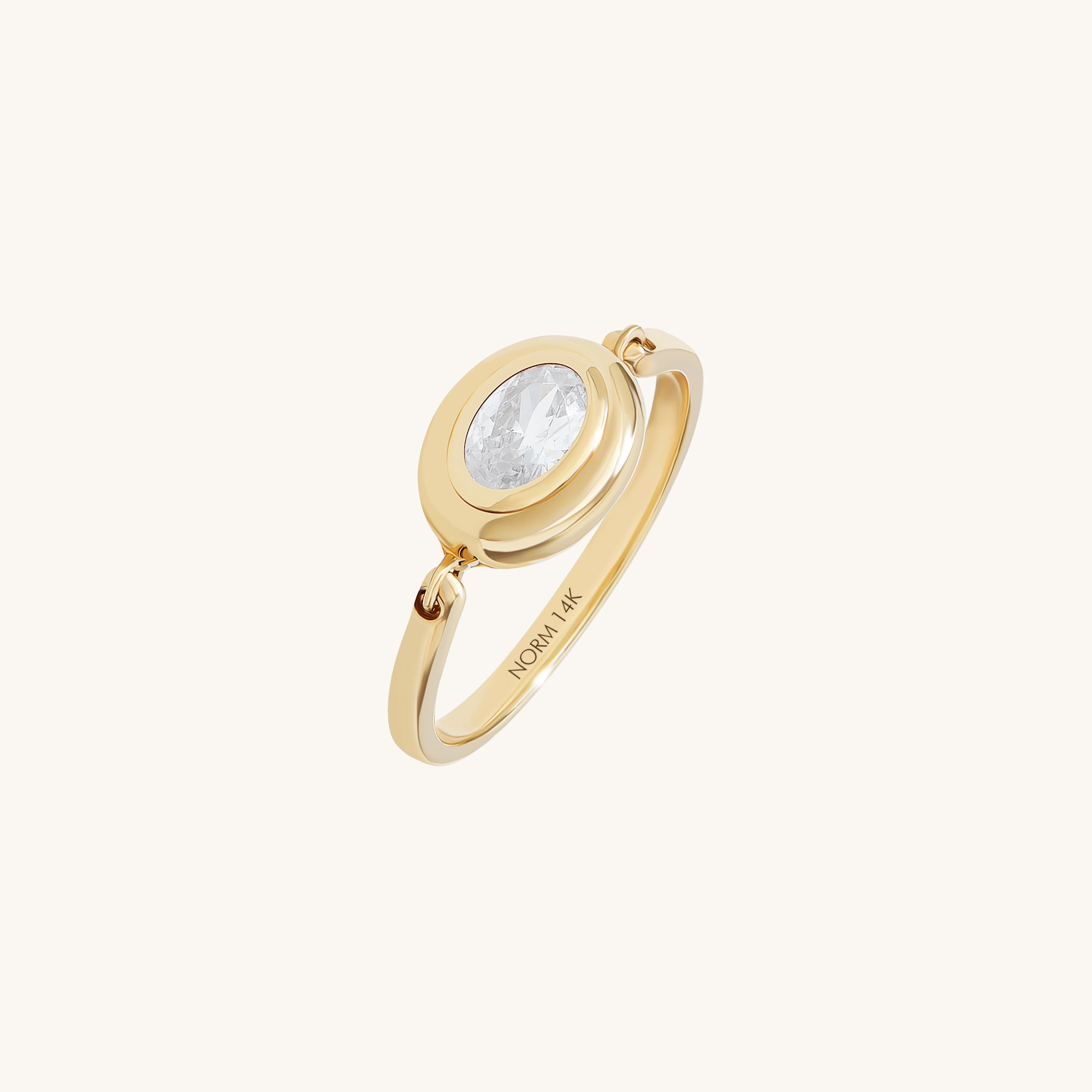 Nova Bezel Ring in 14K Real Yellow Gold with CZ
