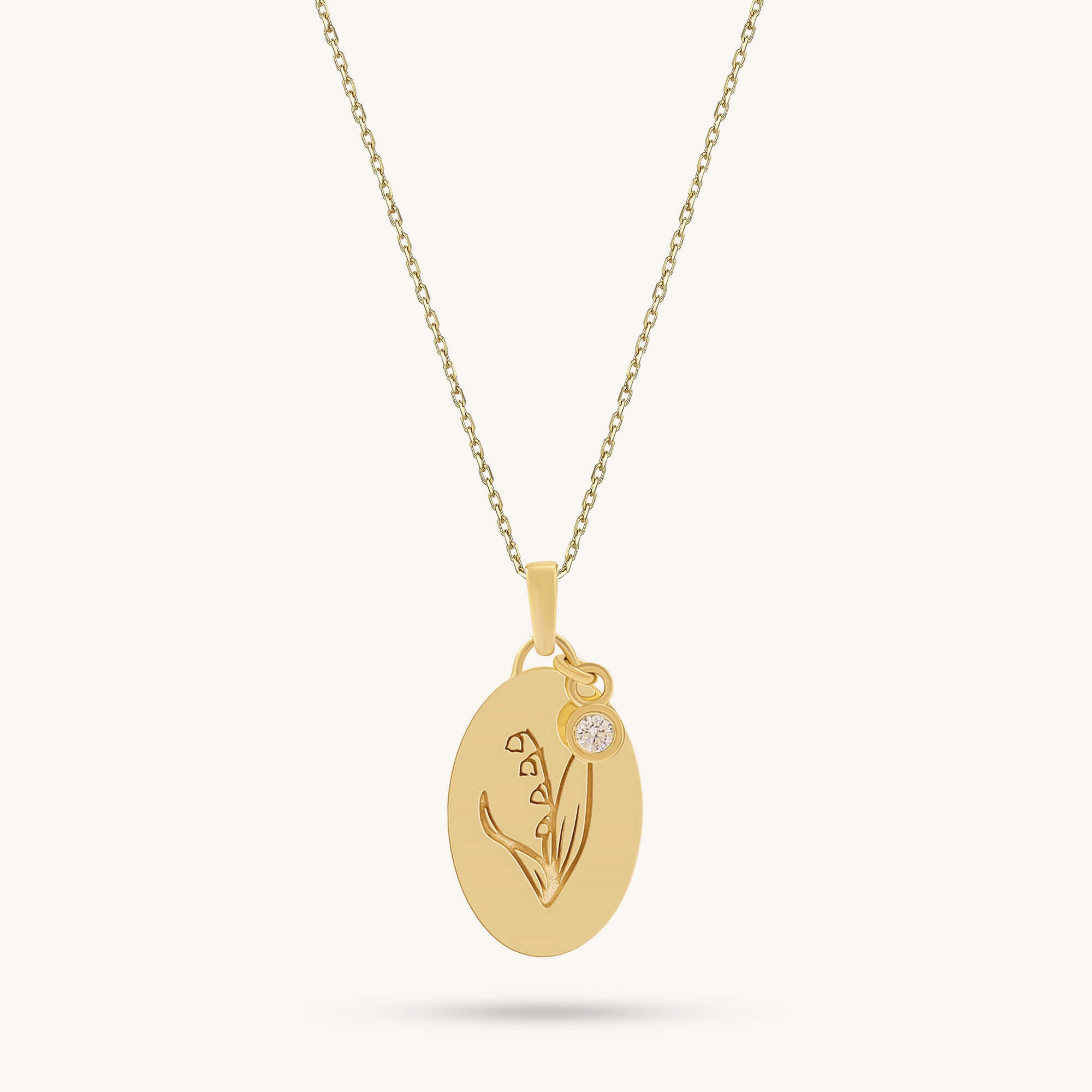 Oval Lily of the Valley Necklace in 24K Gold Vermeil