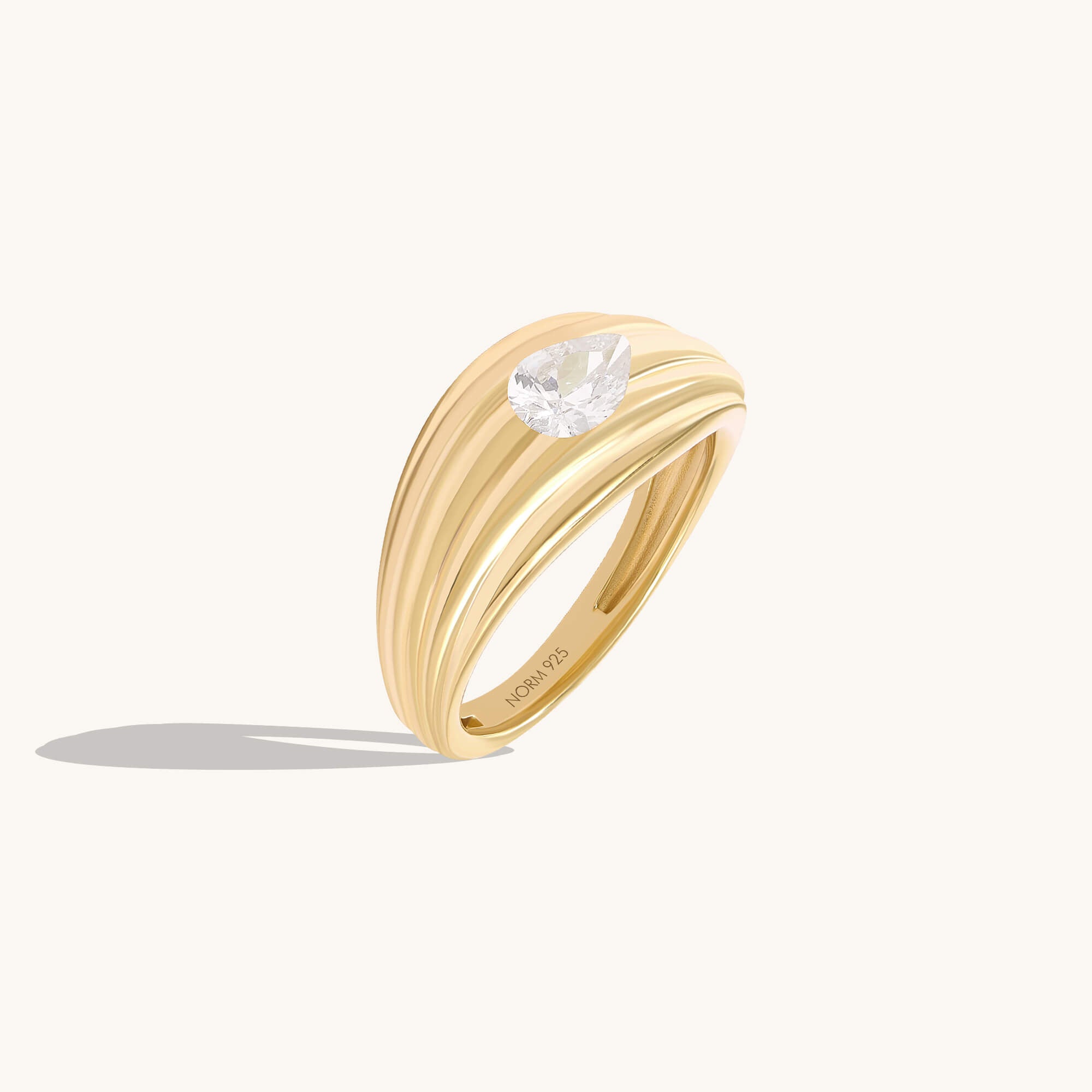 Oval Ribbed Statement Ring in 24K Gold Vermeil