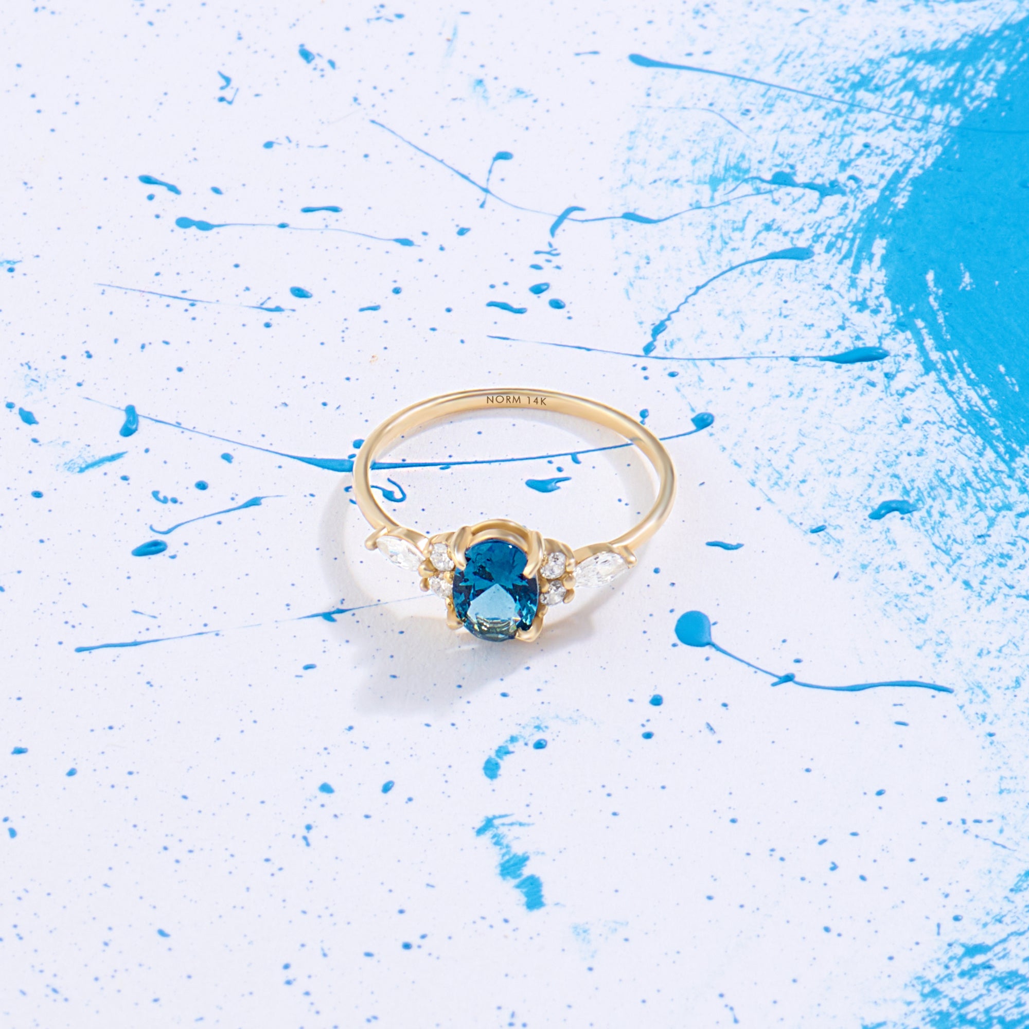 14k Solid Gold Oval Sapphire Engagement Ring for Women