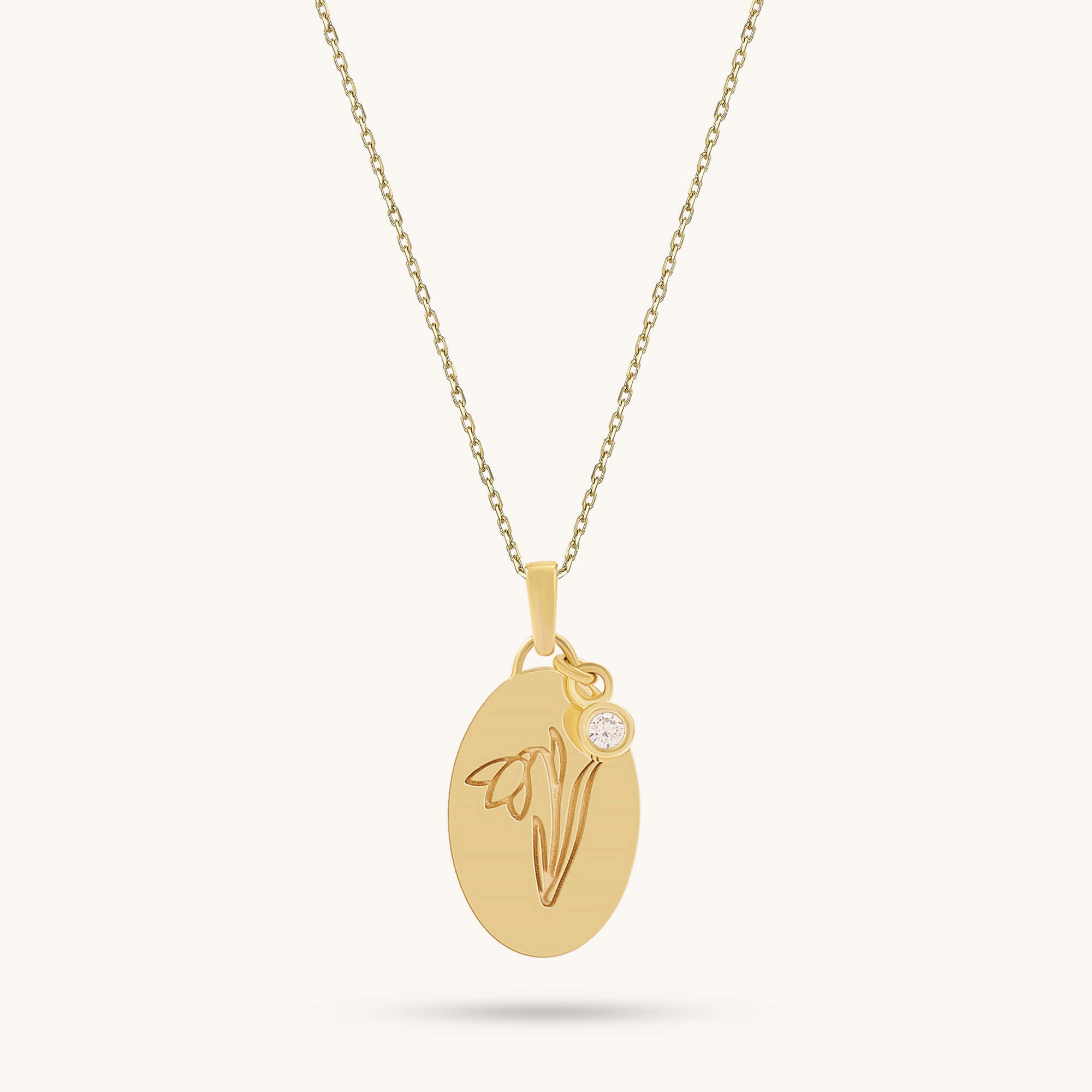 Oval Snowdrop Necklace in 24K Gold Vermeil