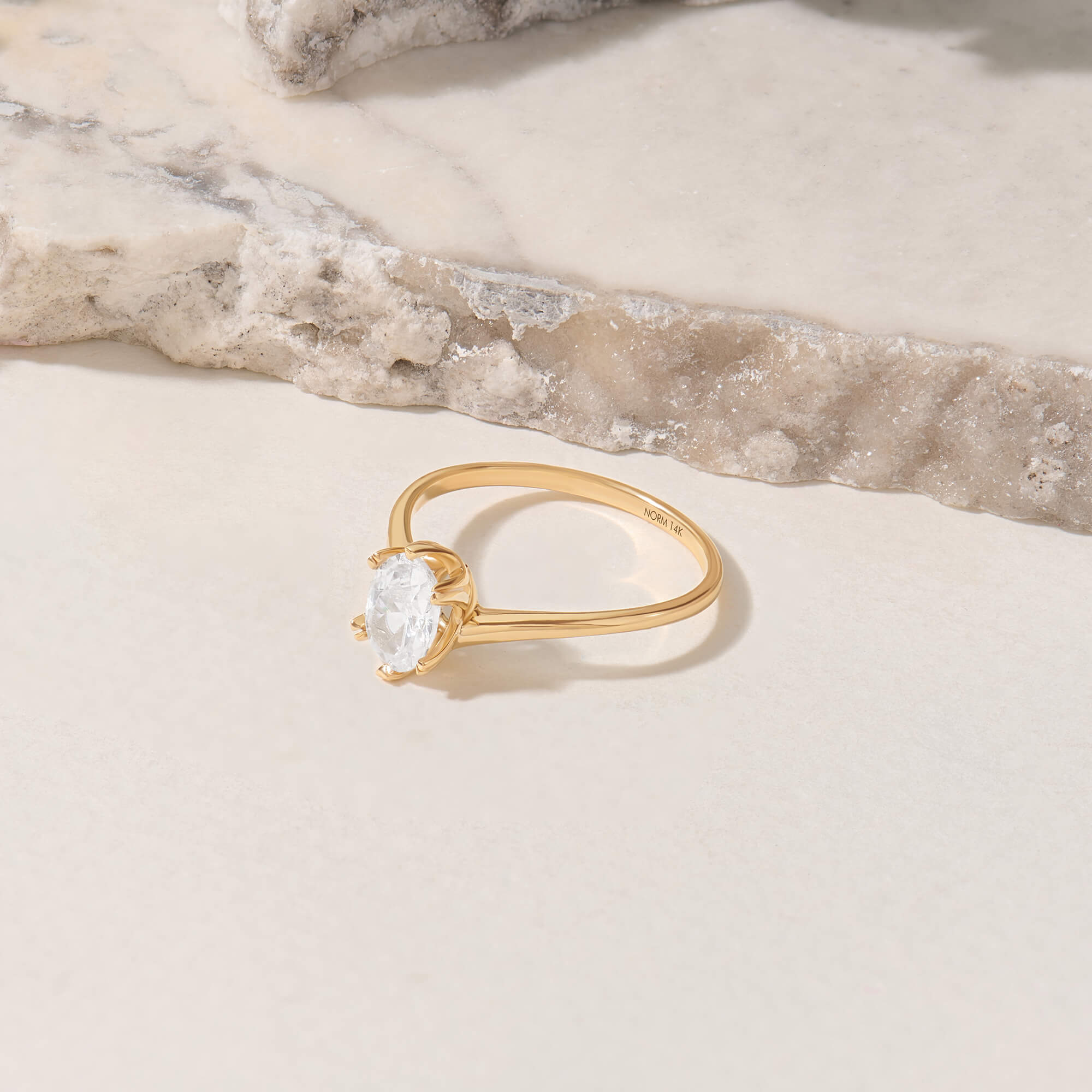 Women's Oval Solitaire Bypass Ring in 14K Solid Gold