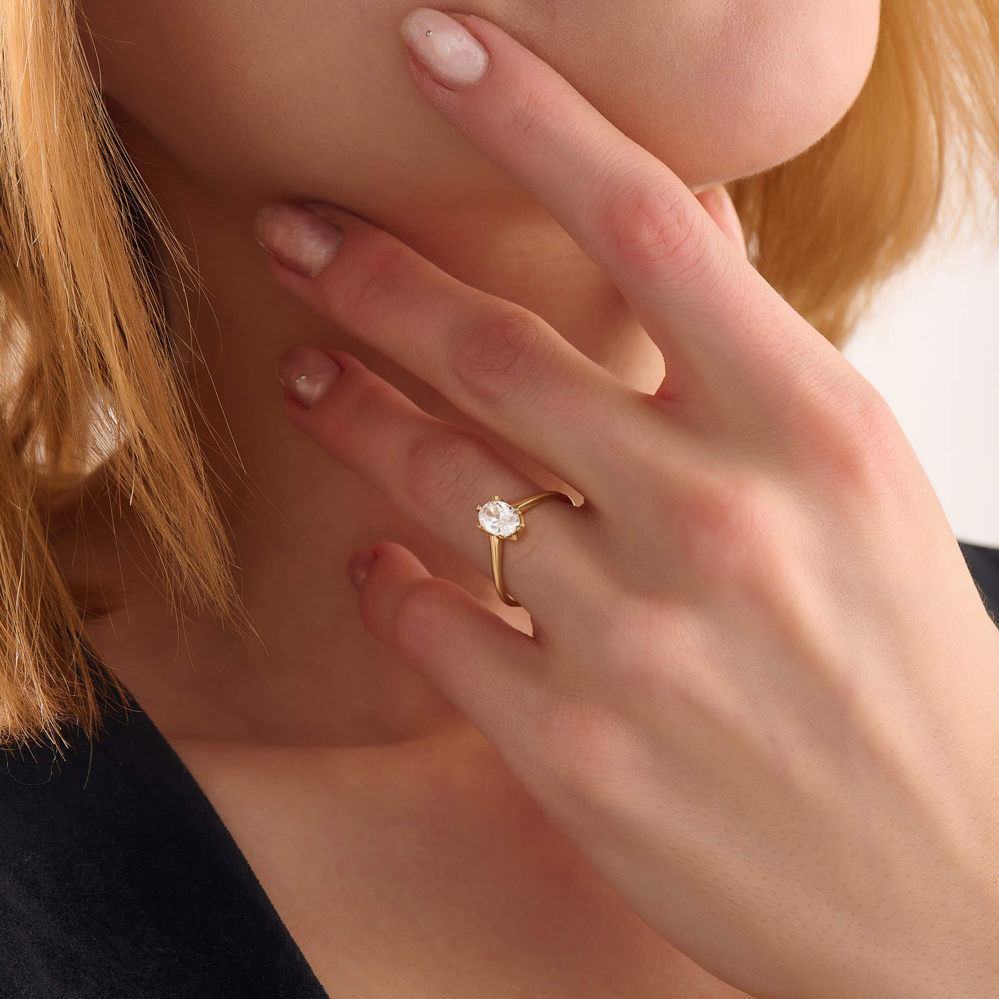 Oval Solitaire Bypass Ring in Solid Yellow Gold