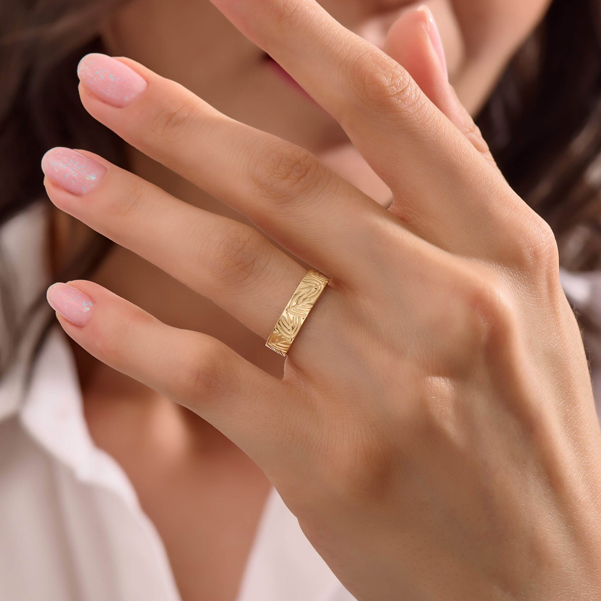 Women's Palm Band Ring in 14K Solid Gold