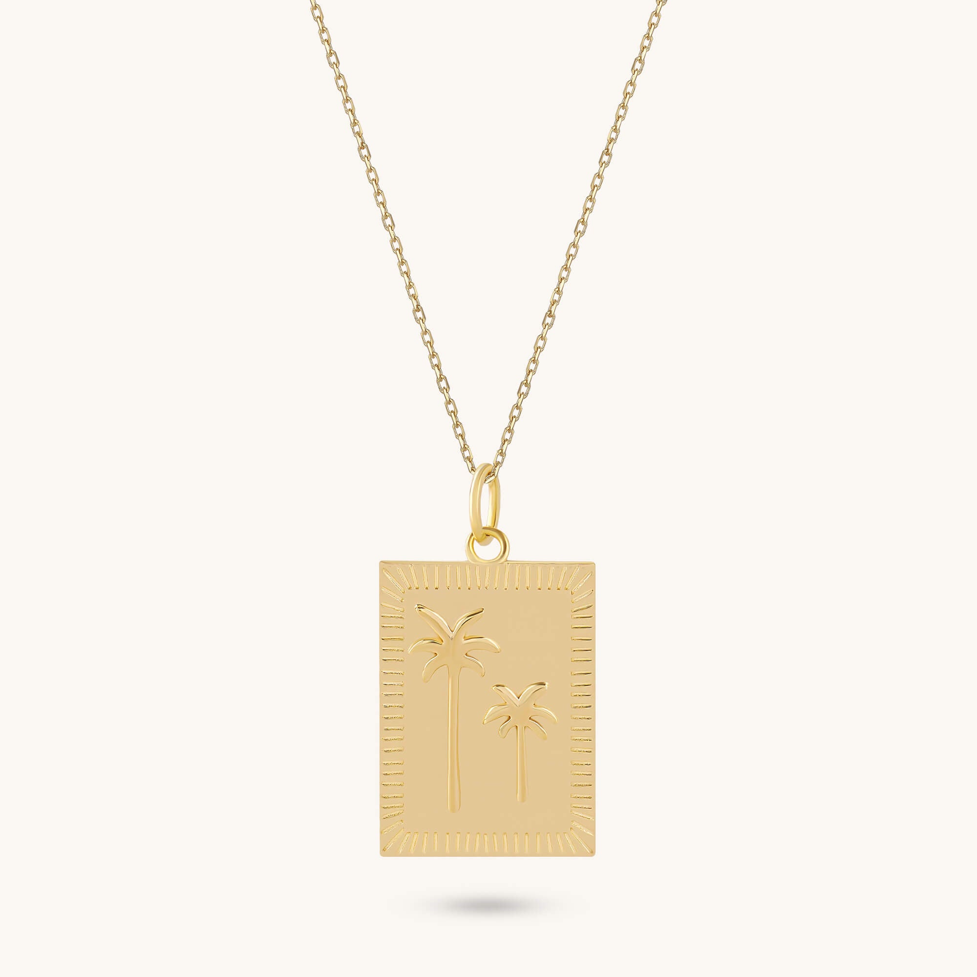 Palm Tree Tag Necklace in Gold Vermeil on 925 Sterling Silver