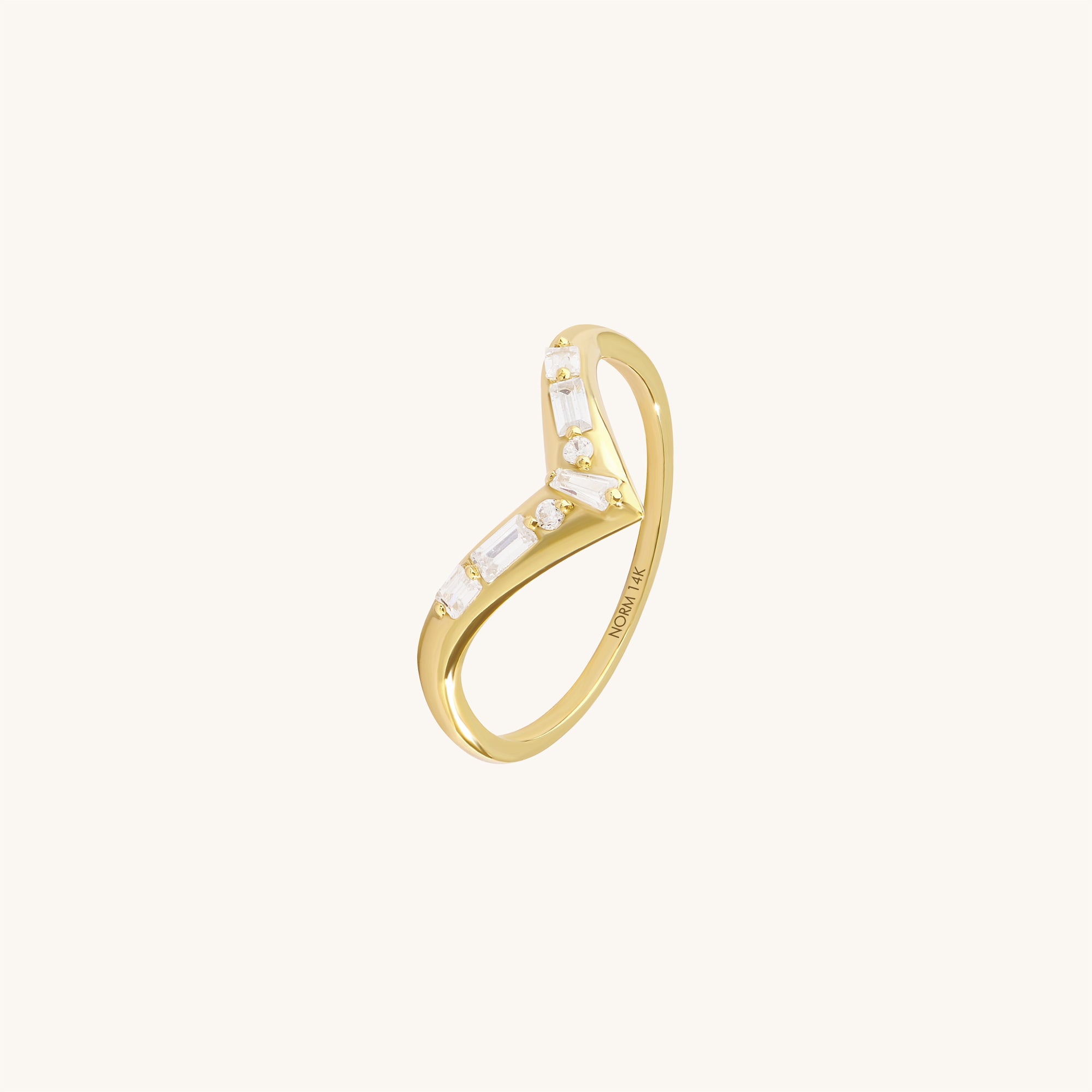 Pave Wishbone Ring in Gold
