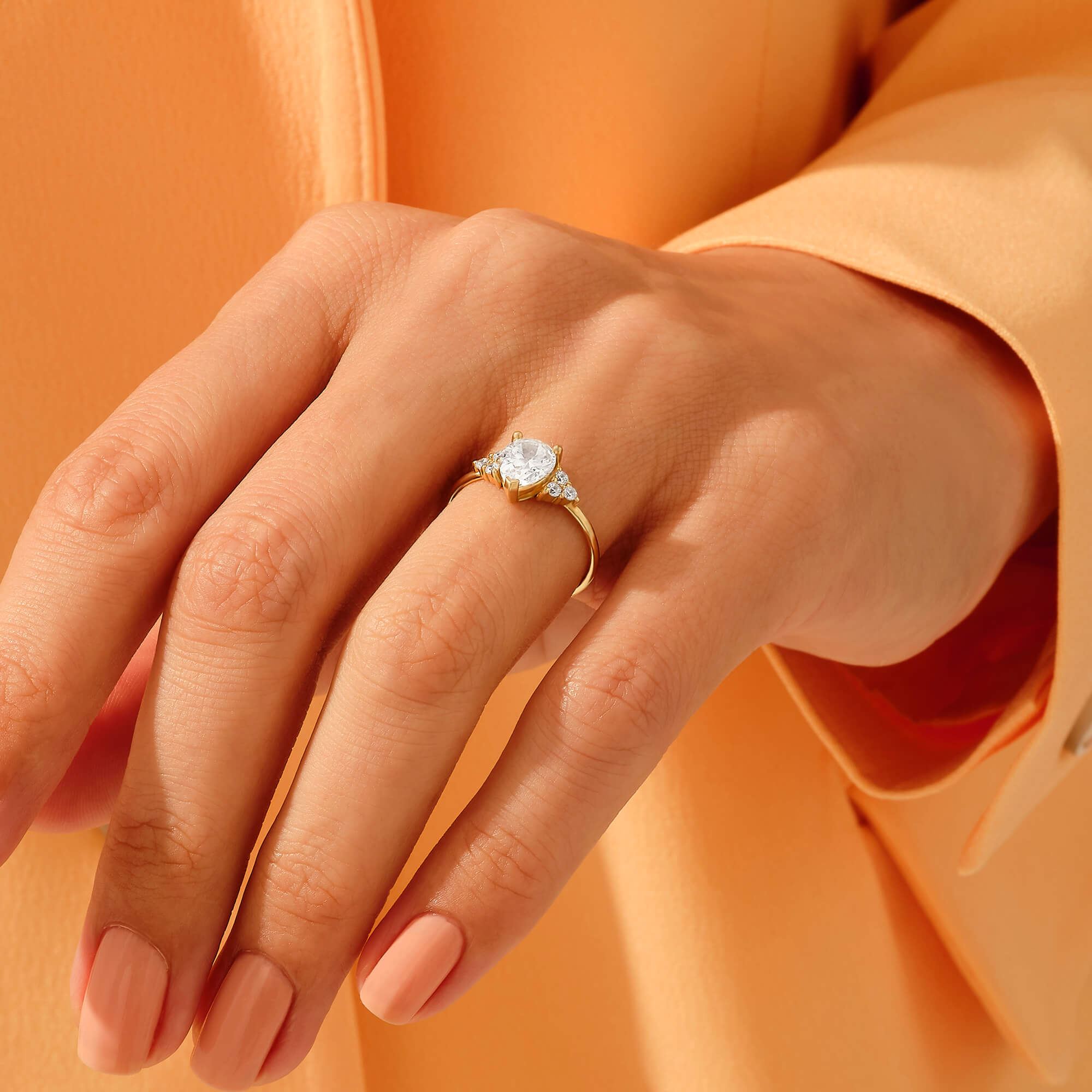 14k Real Gold Pear Engagement Ring