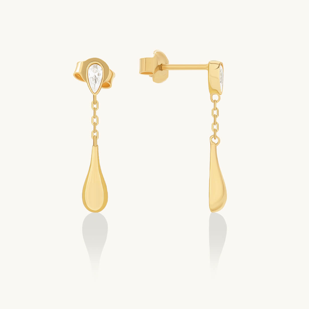Gold Pear Lab-Grown Diamond Teardrop Earrings