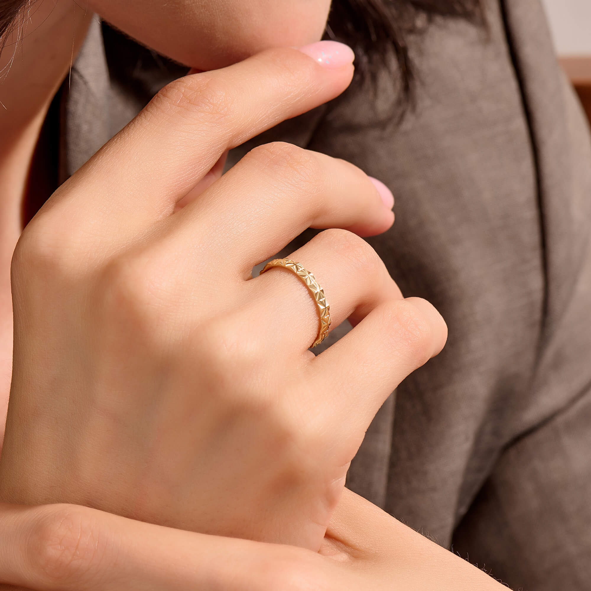 Women's Prism Band Ring in 14K Gold