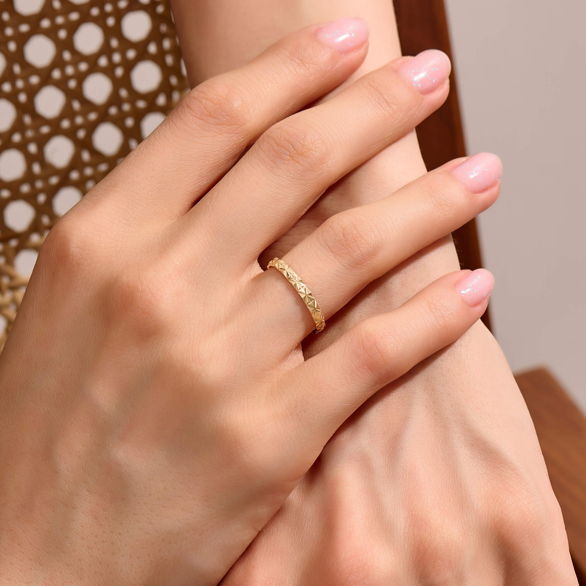 Women's Prism Band Ring in Yellow 14K Gold