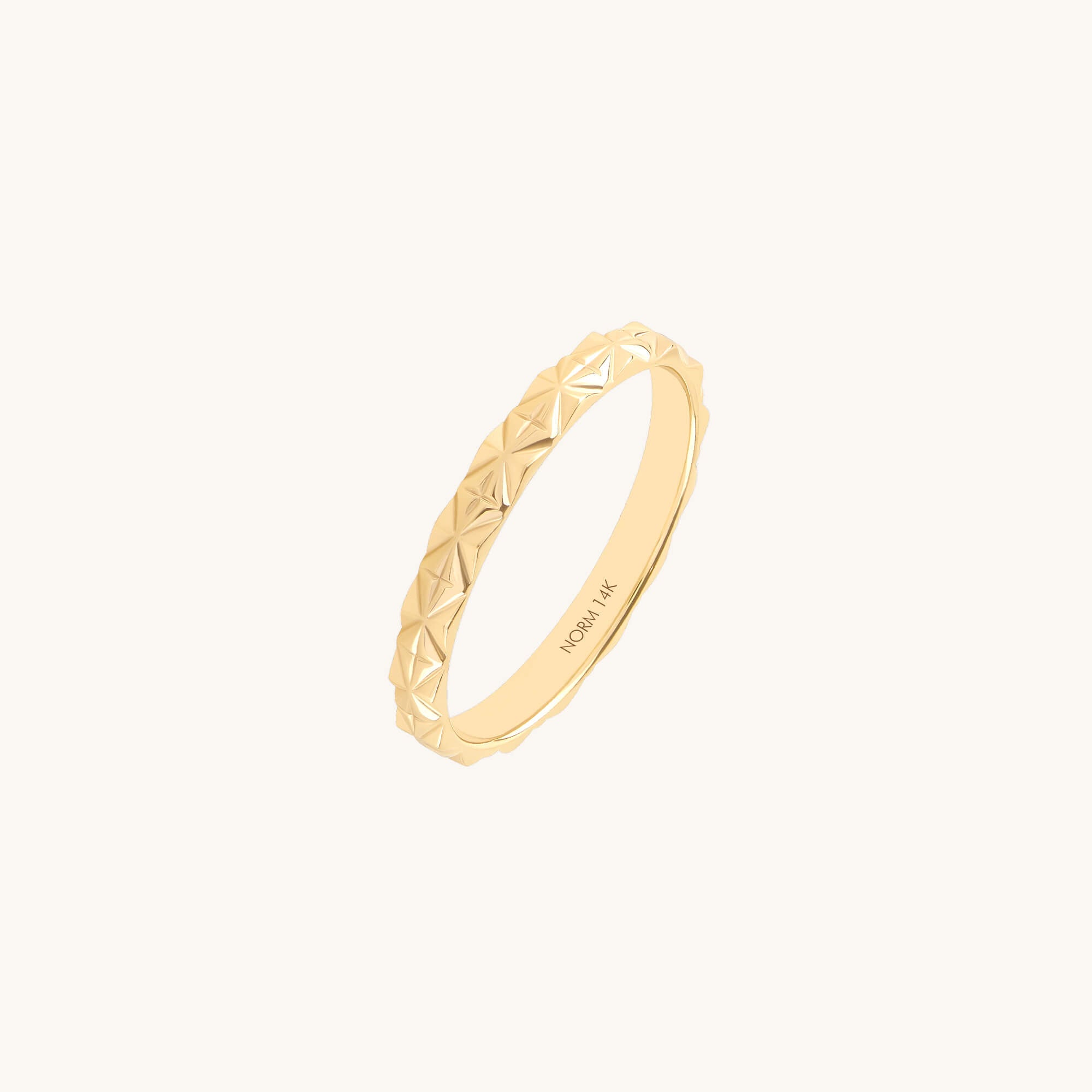 Prism Lines Band Ring in 14k Solid Yellow Gold