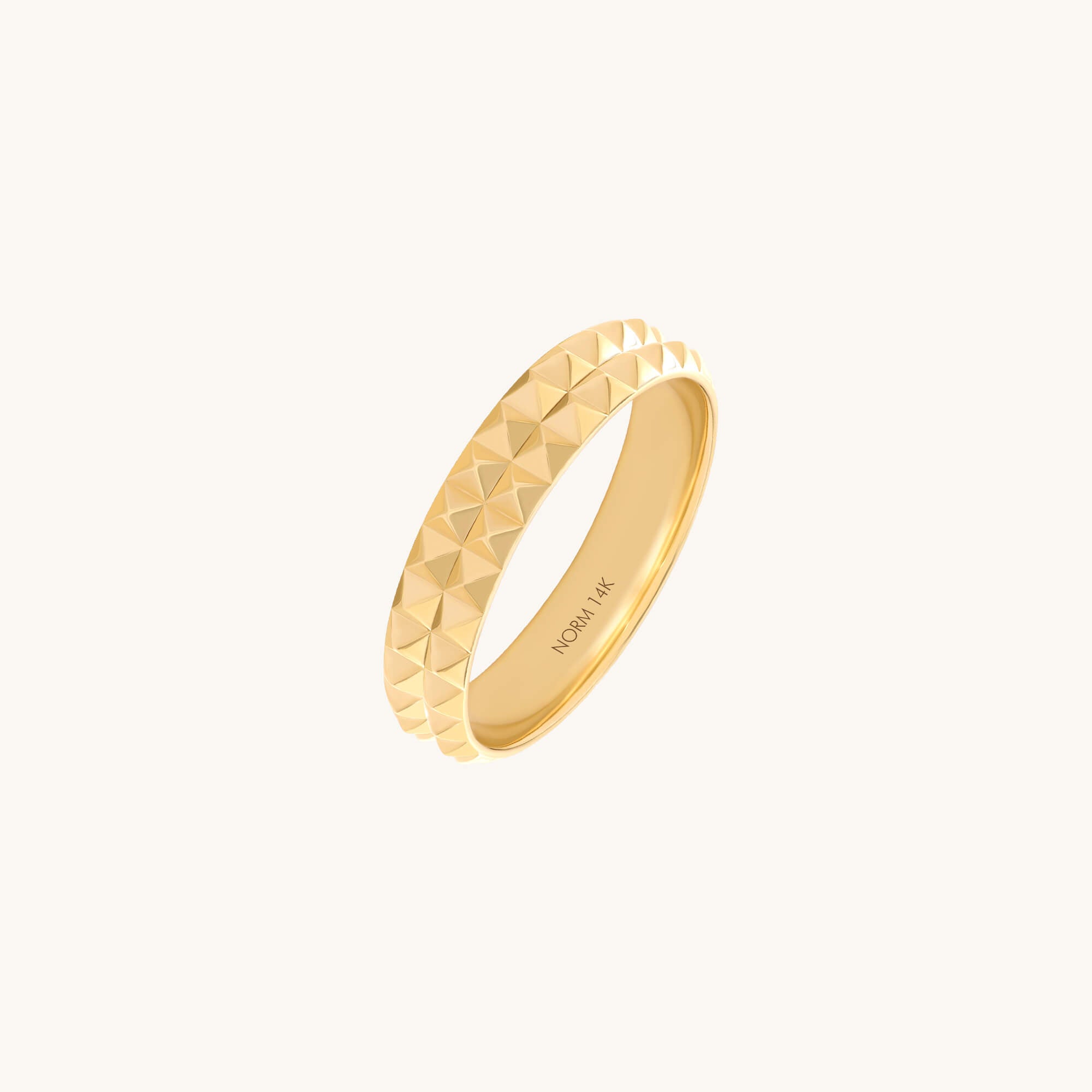 Pyramid Band Ring in Solid Yellow Gold