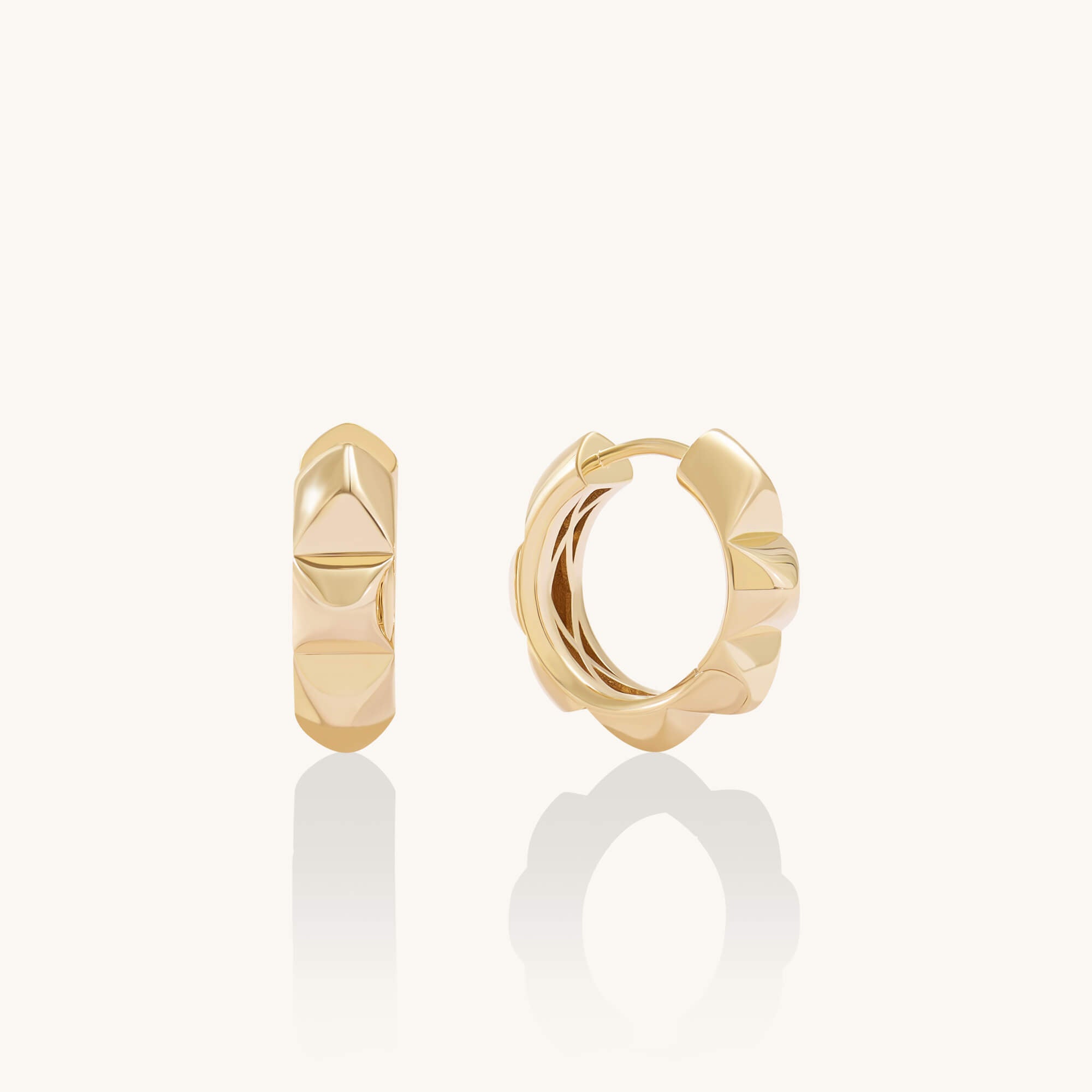 Pyramid Hoop Earrings in 24K Gold Vermeil