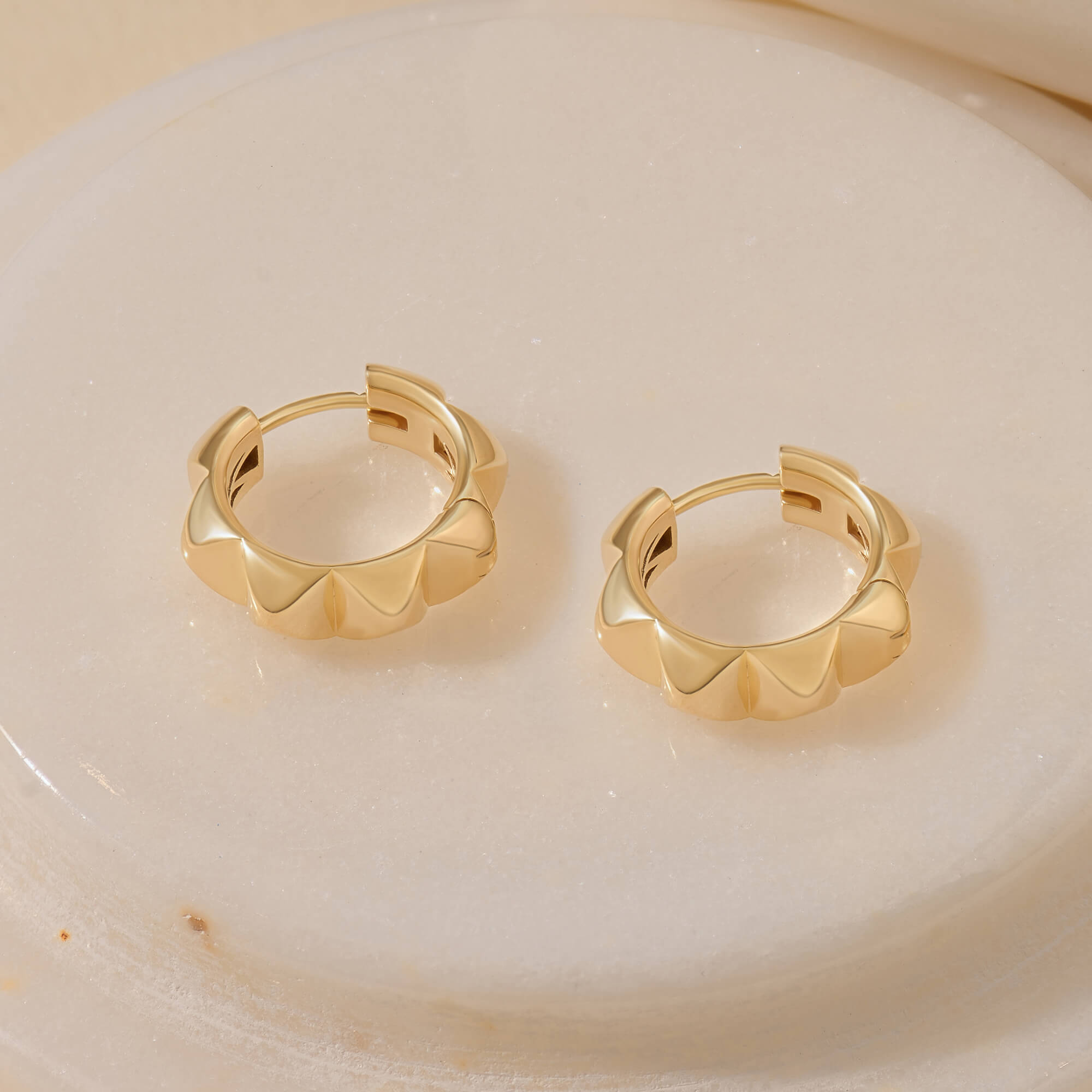 24K Gold Vermeil Pyramid Hoops