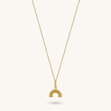14K Real Gold Rainbow Charm Necklace for Women