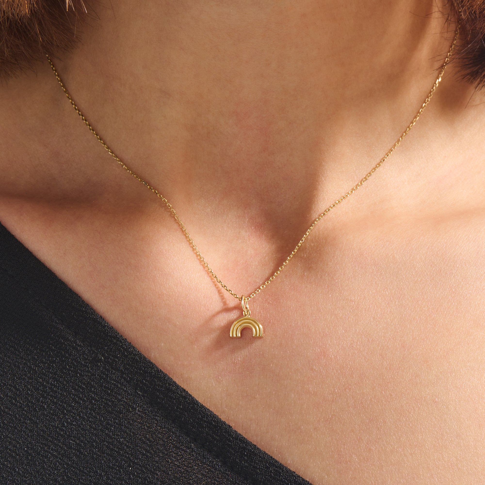 14K Real Gold Rainbow Necklace
