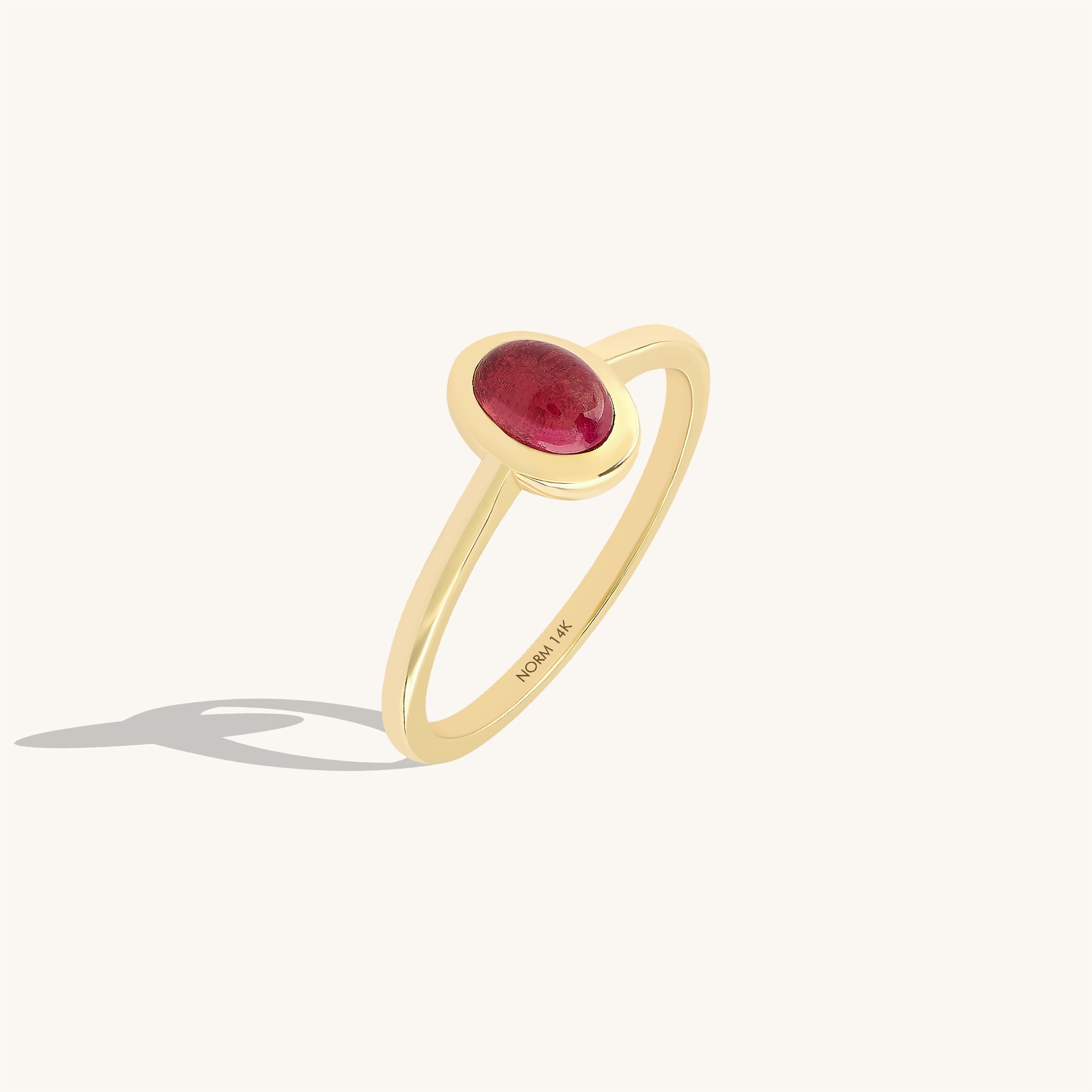 0.50 ctw Red Tourmaline Bezel Solitaire Ring in 14k Real Gold