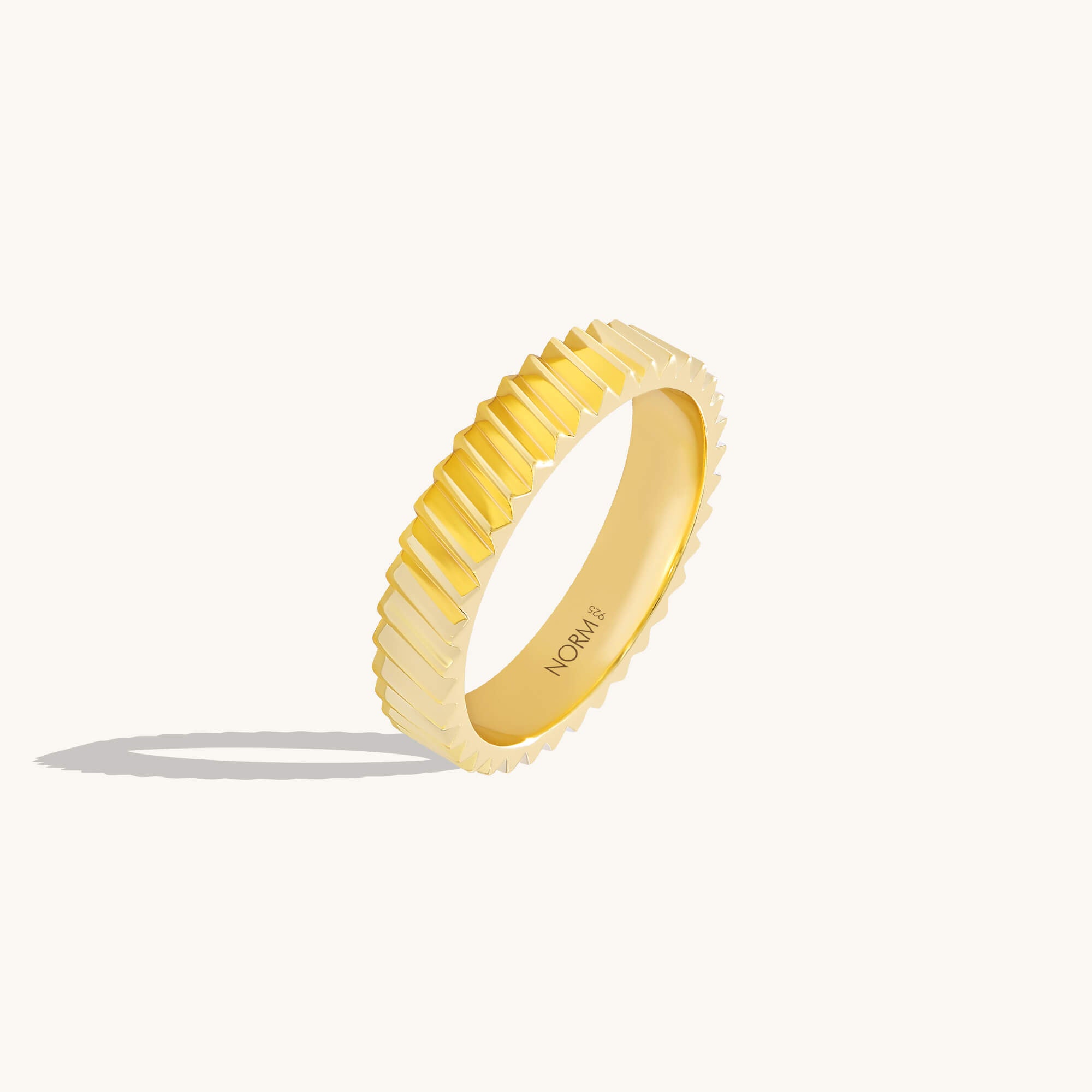 Ribbed Design Band Ring in 24K Gold Plated Vermeil on 25 Sterling Silver