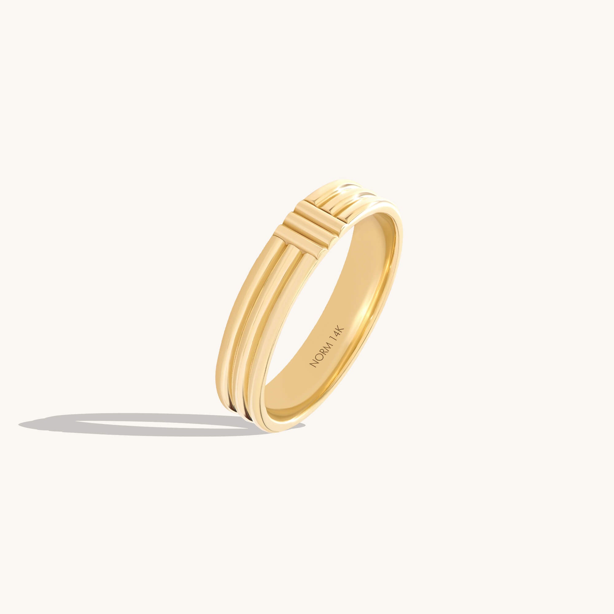 Solid Gold Ridged Band Ring