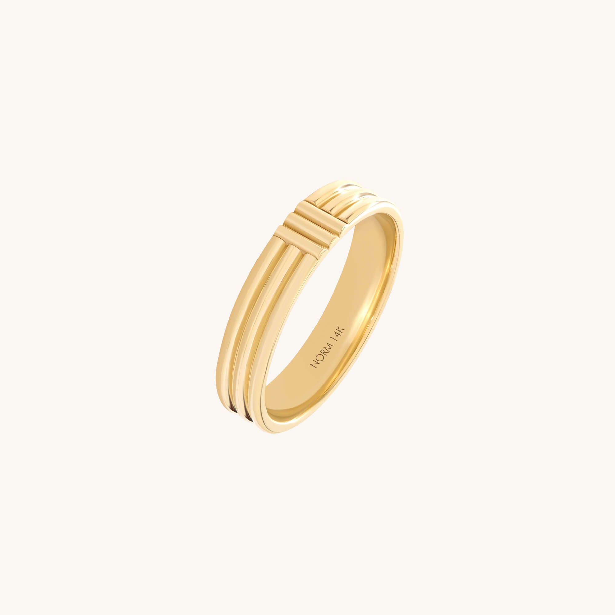 Ridged Band Ring in Solid Yellow Gold