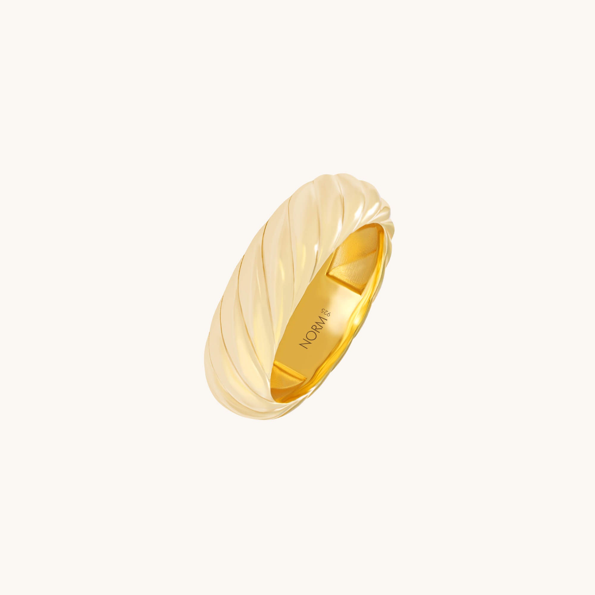 24K Gold Vermeil Plated Silver Ripple Band Ring