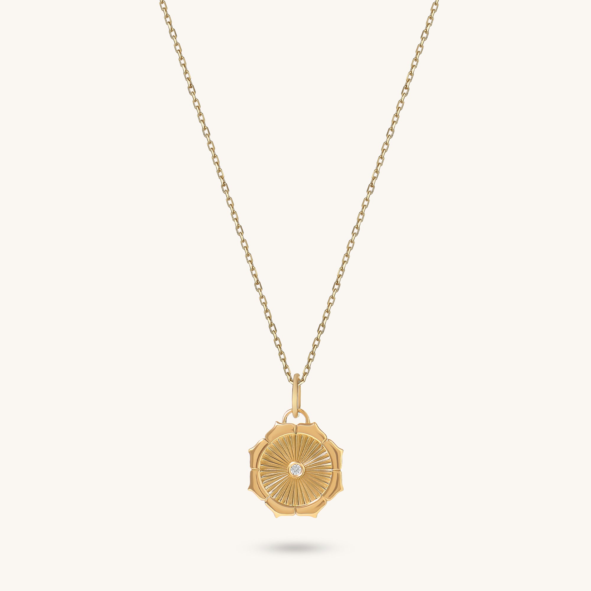 Rising Sun Necklace in 14K Solid Gold