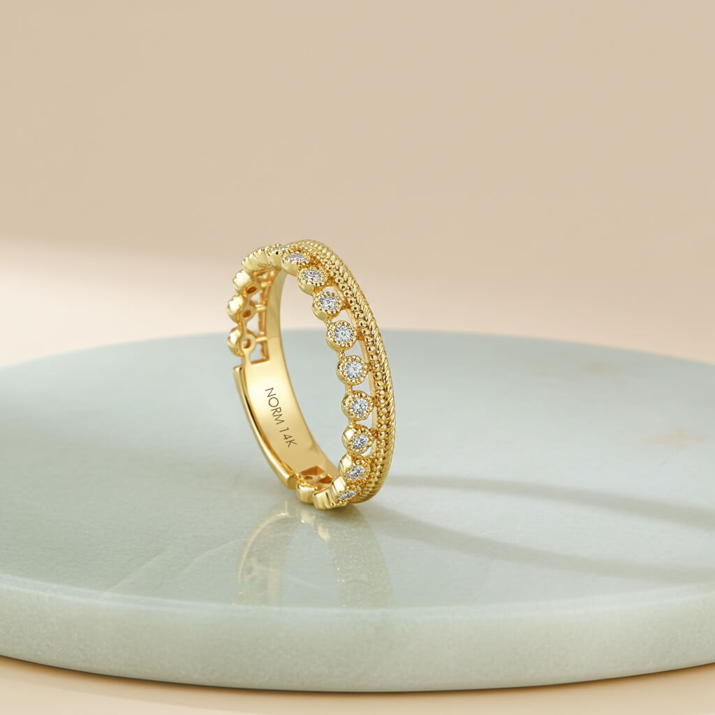 Royal Patterned Solid Yellow Gold Ring