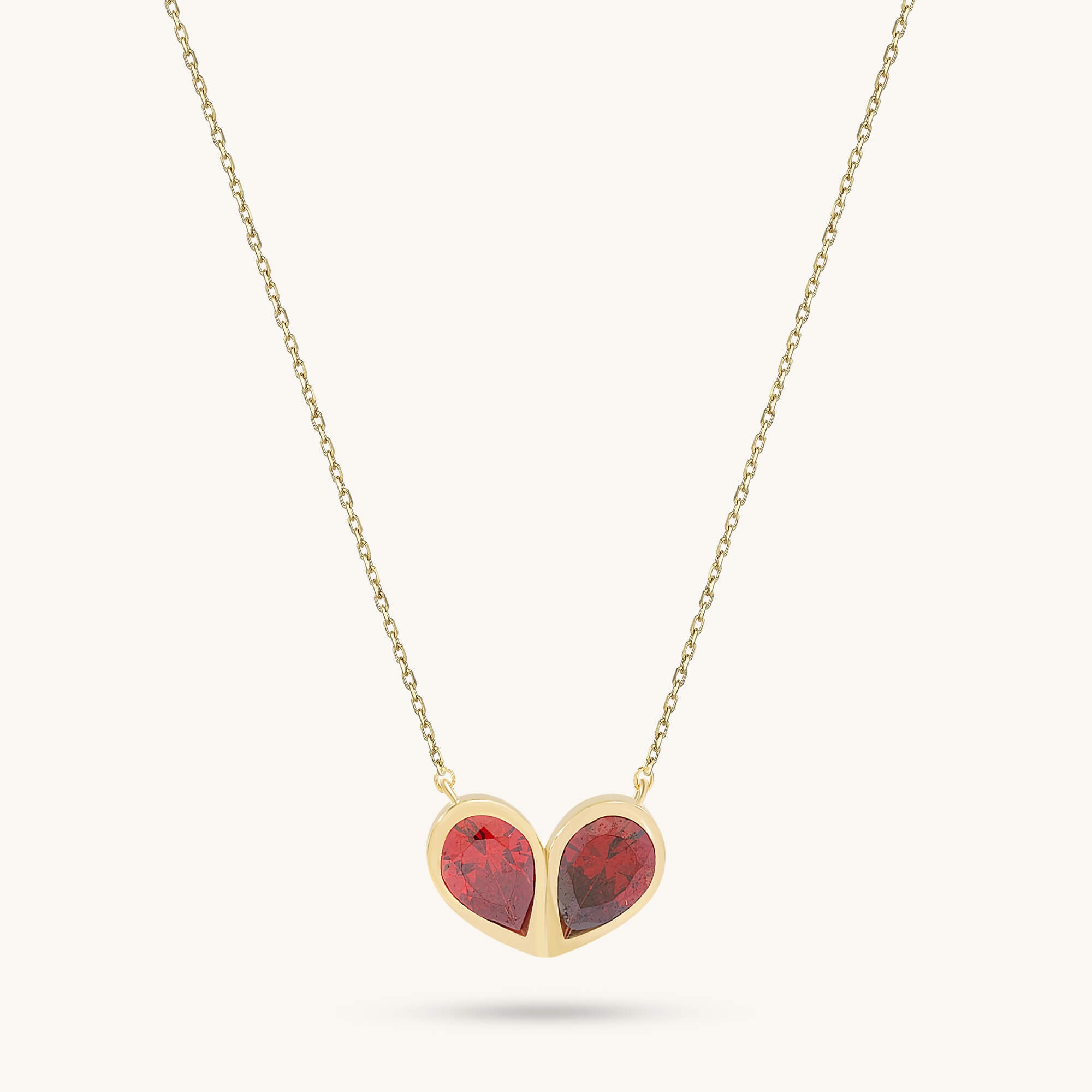 Ruby Heart Necklace in 24K Gold Vermeil
