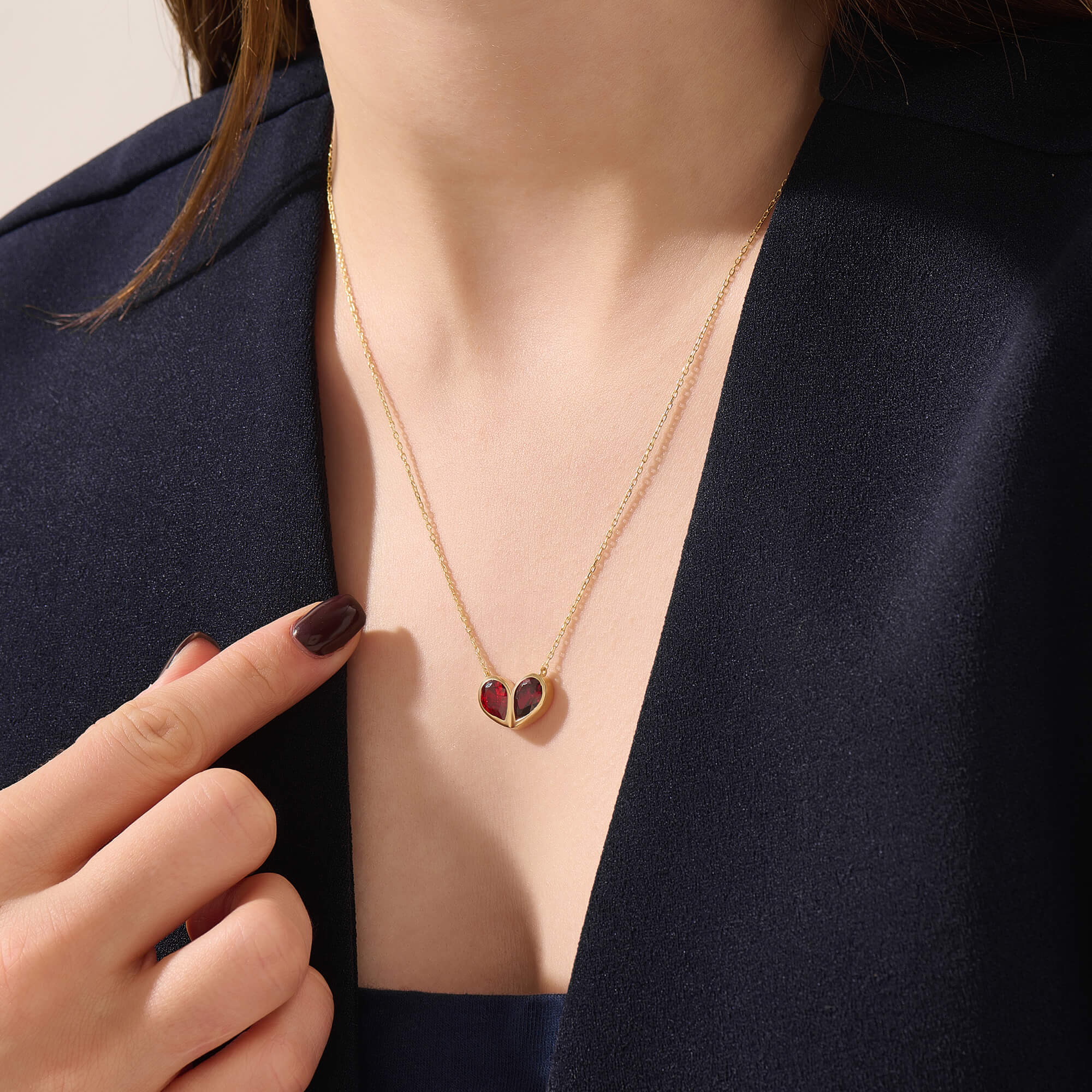 Women's 24K Gold Vermeil Ruby Heart Necklace