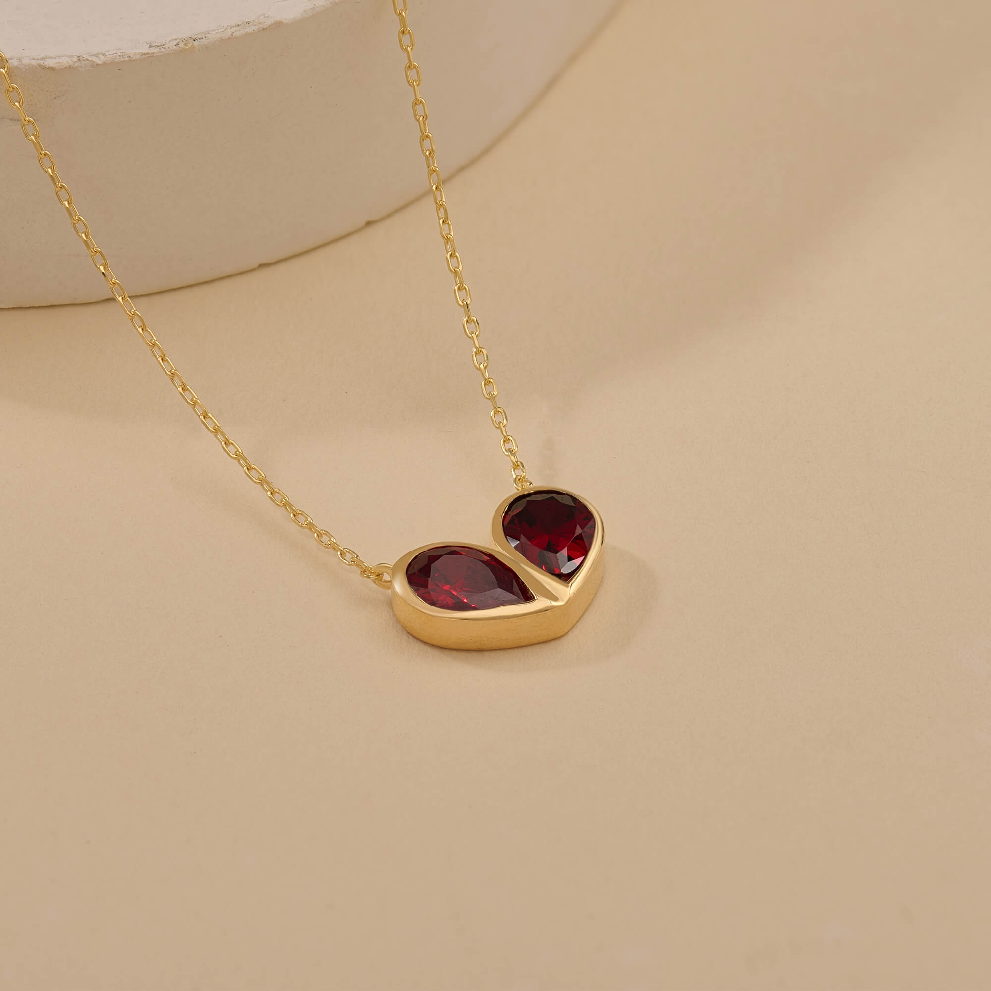 Ruby Heart Design Gold Vermeil Necklace