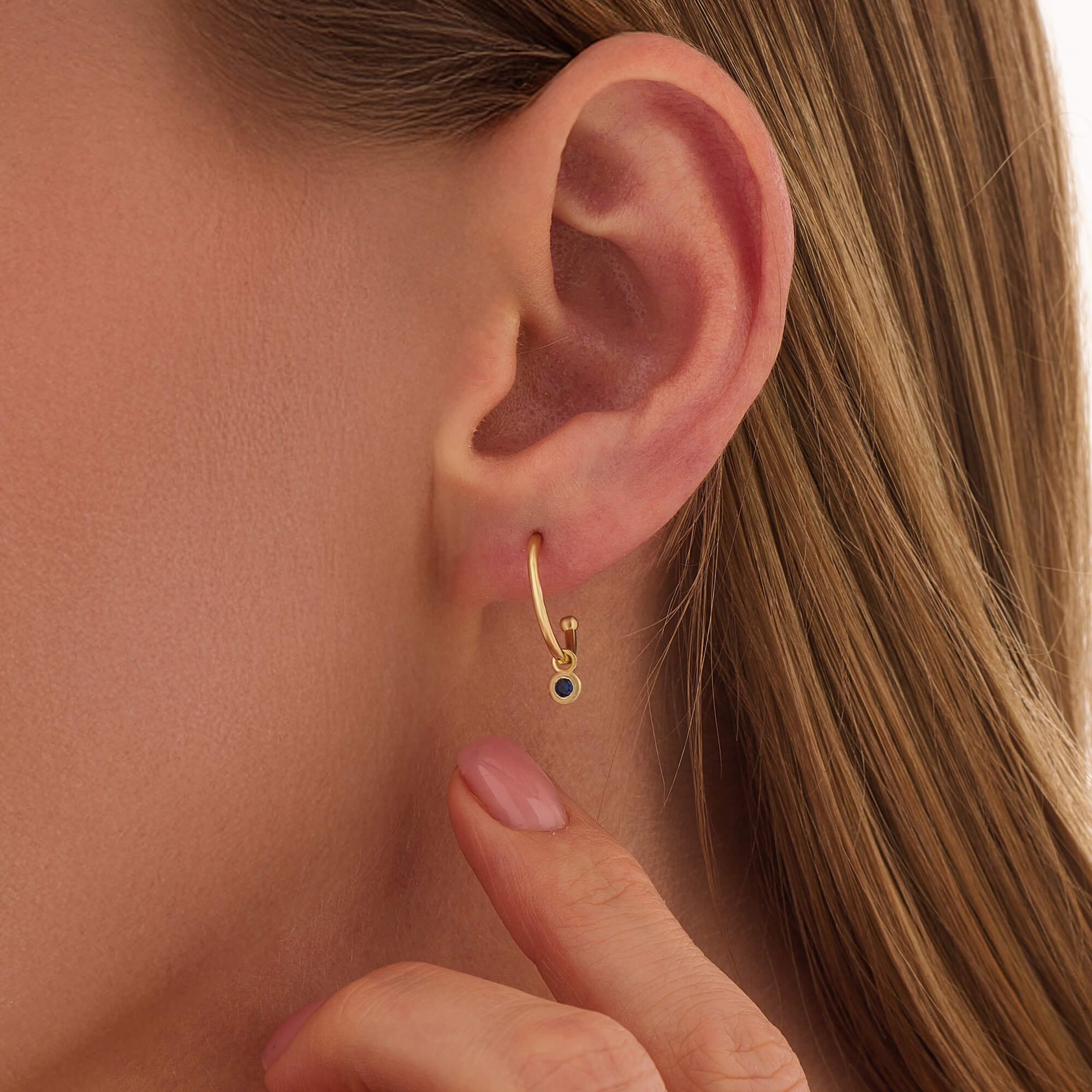 Women's 24K Vermeil Sapphire Charm Hoops