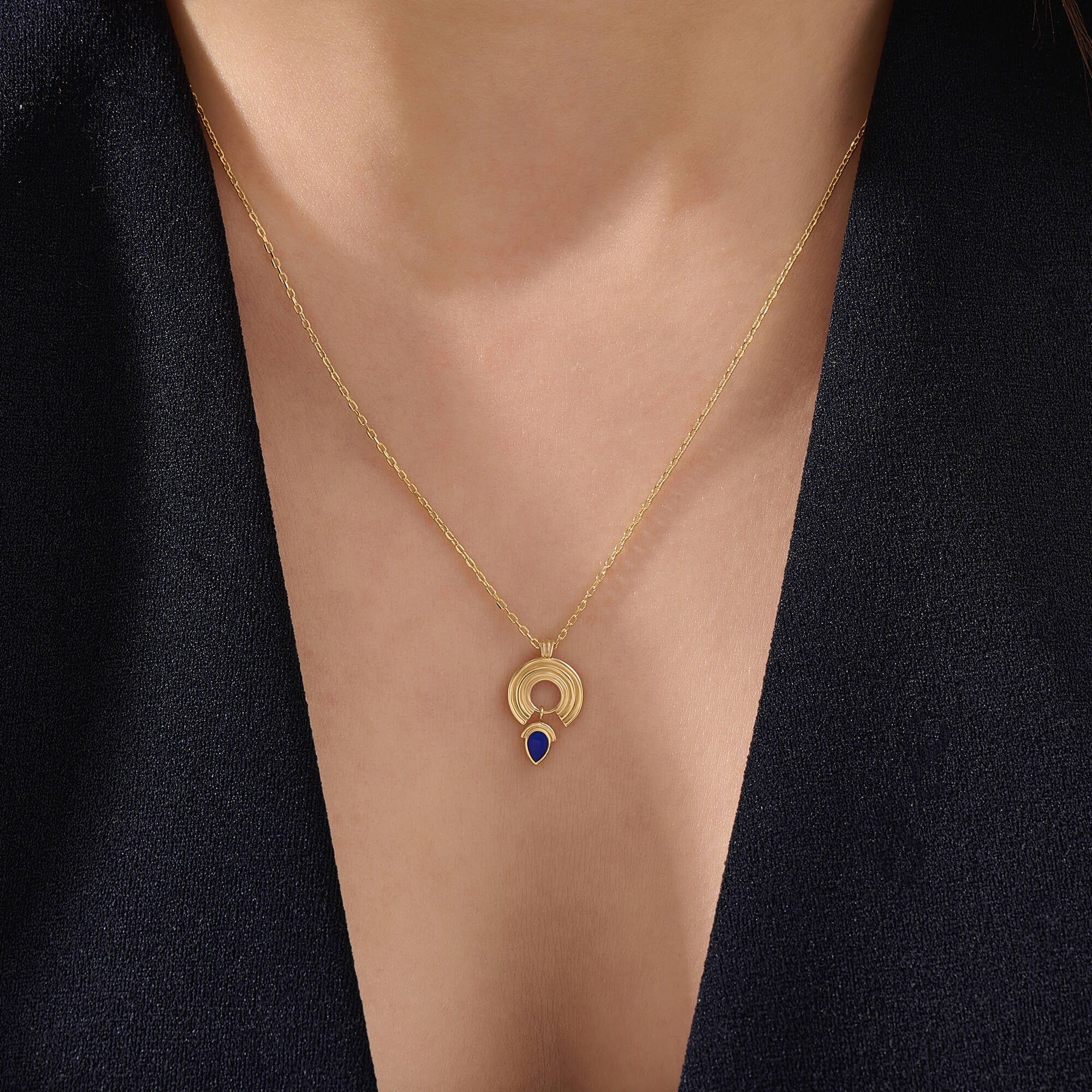 Women's Gold Vermeil Sapphire Orbit Loop Necklace