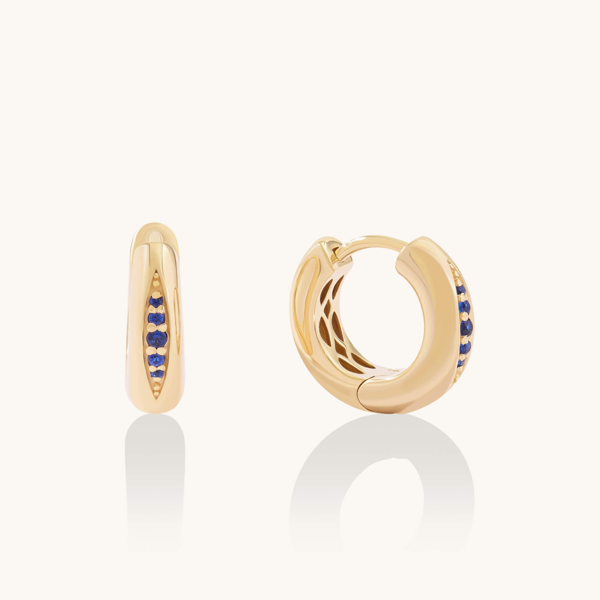 Sapphire Pave Huggie Earrings in 24K Gold Vermeil