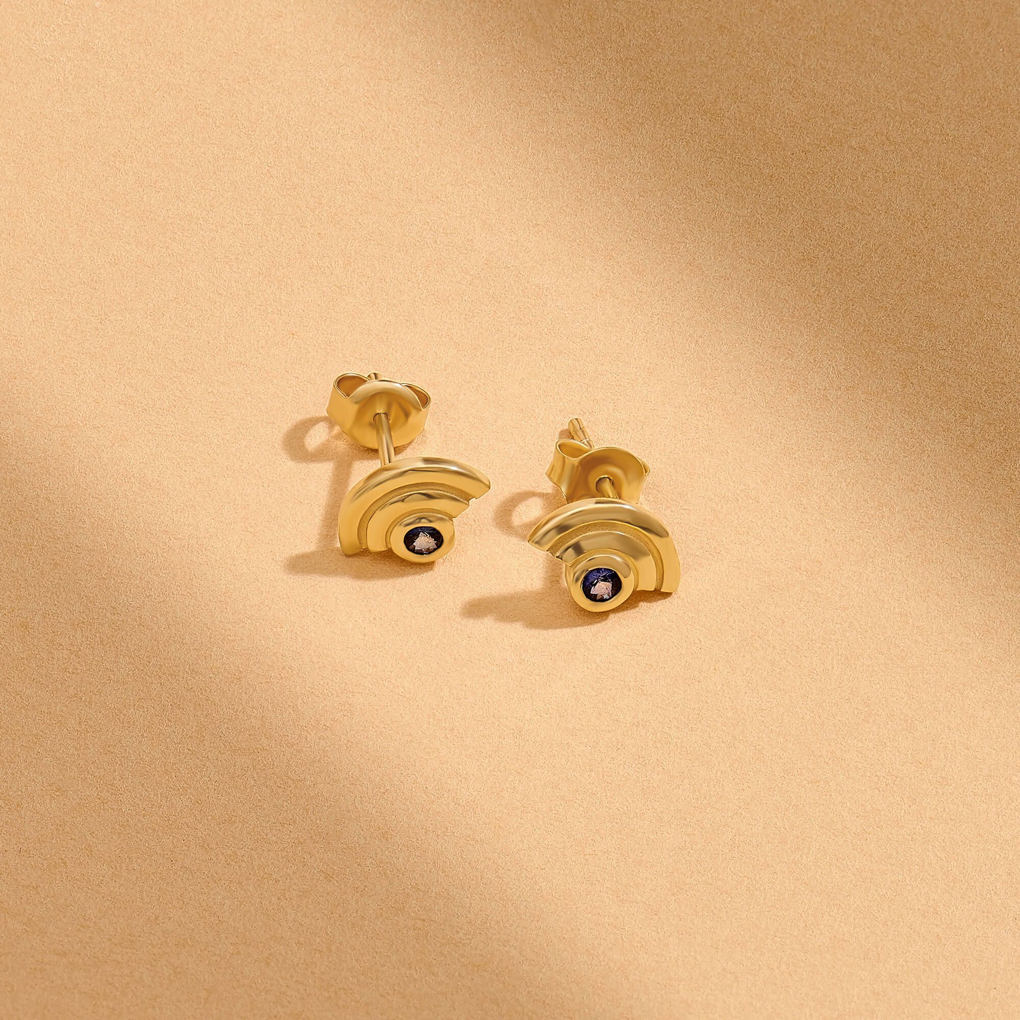 Solitaire Sapphire Rainbow Earrings in 14K Real Gold