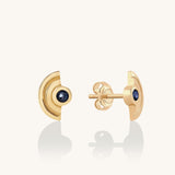Sapphire Staircase Stud Earrings in 14K Solid Gold