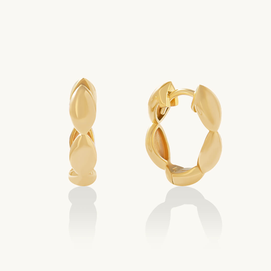 Scallop Hoop Earrings in 24K Gold Plated Vermeil on 925 Sterling Silver