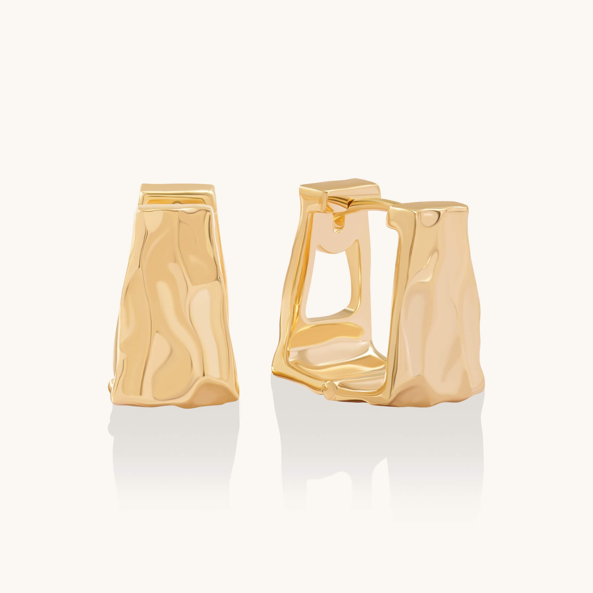 Sculptural Square Hoop Earrings in 24K Gold Vermeil