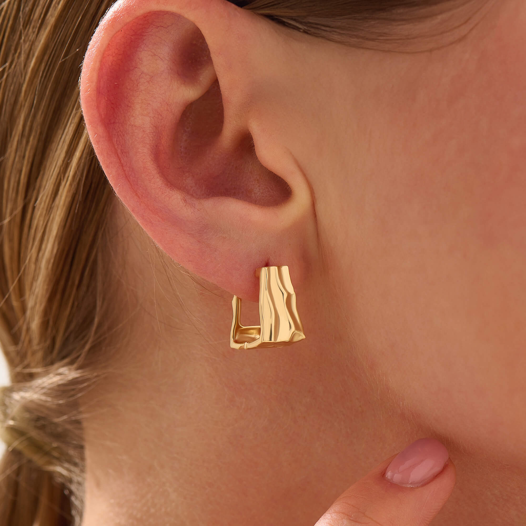 Women's 24K Gold Vermeil Sculptural Square Hoops