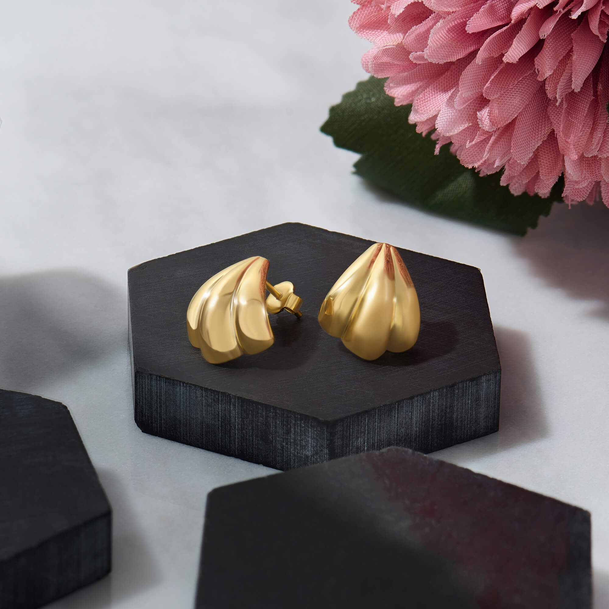Seashell Design Earrings in 24K Gold Plated Vermeil on Silver