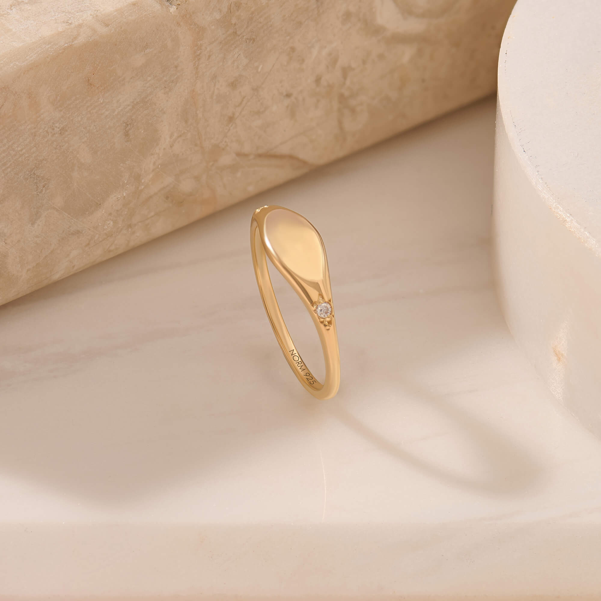Gold Vermeil Signet Ring with Stone