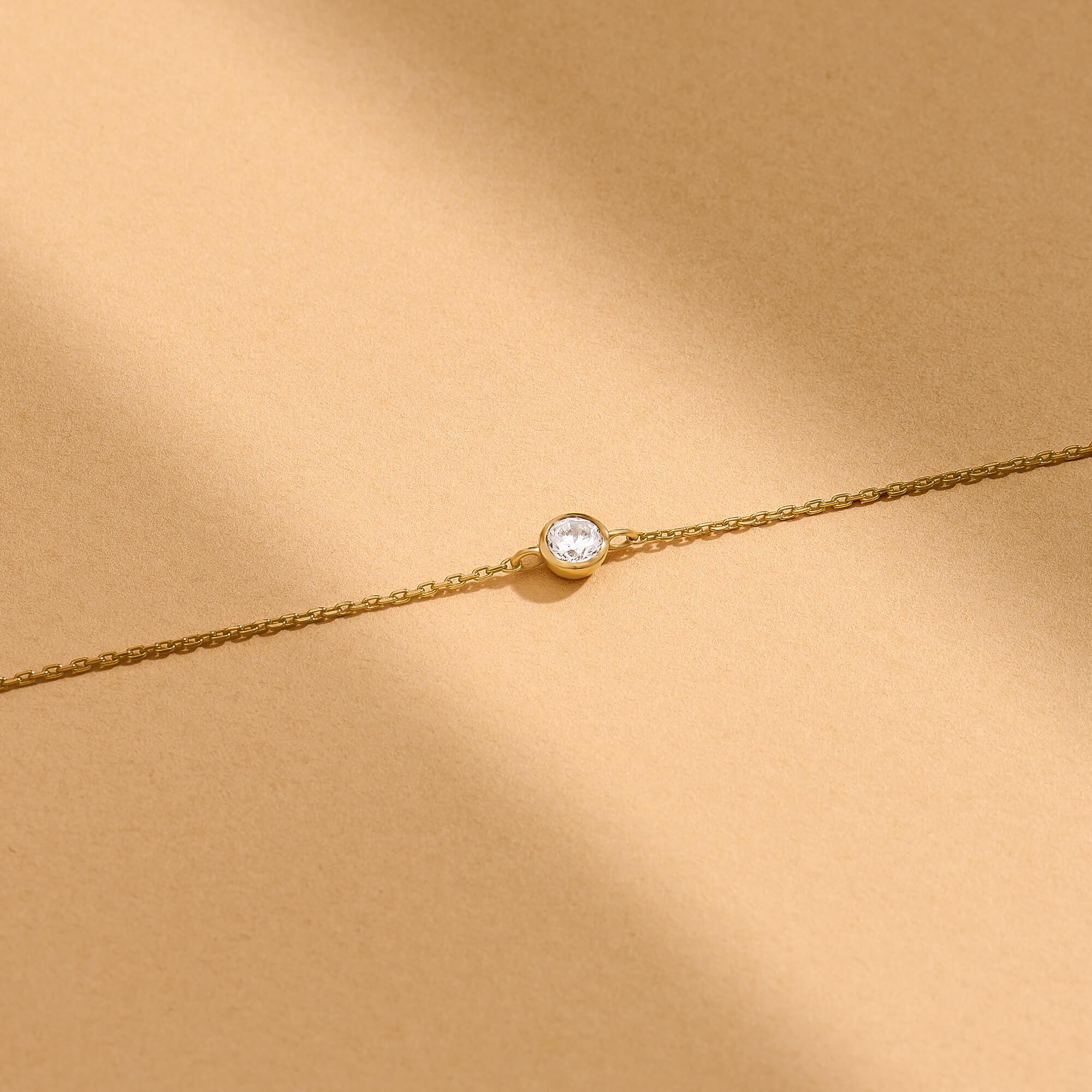 Solitaire Diamond Bracelet in 14K Real Gold