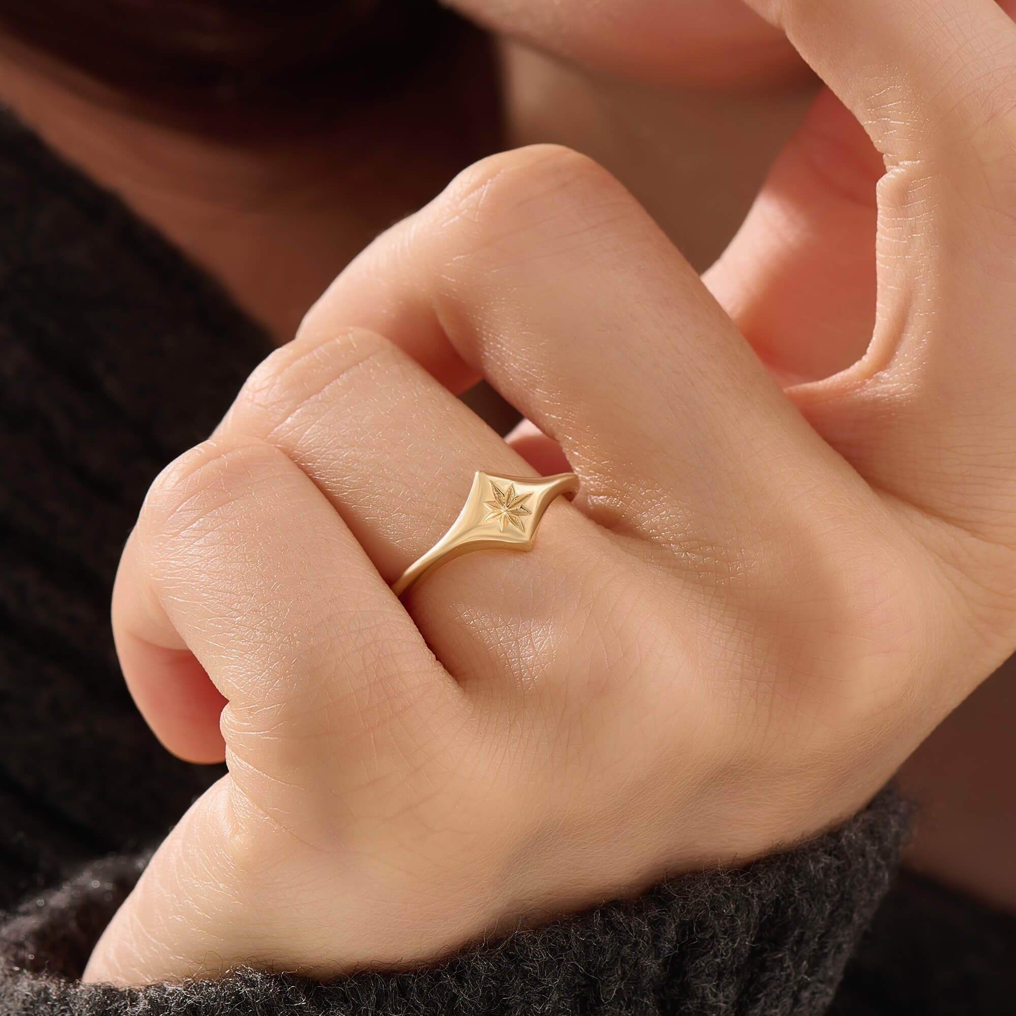 Women's Gold Vermeil Starburst Signet Ring