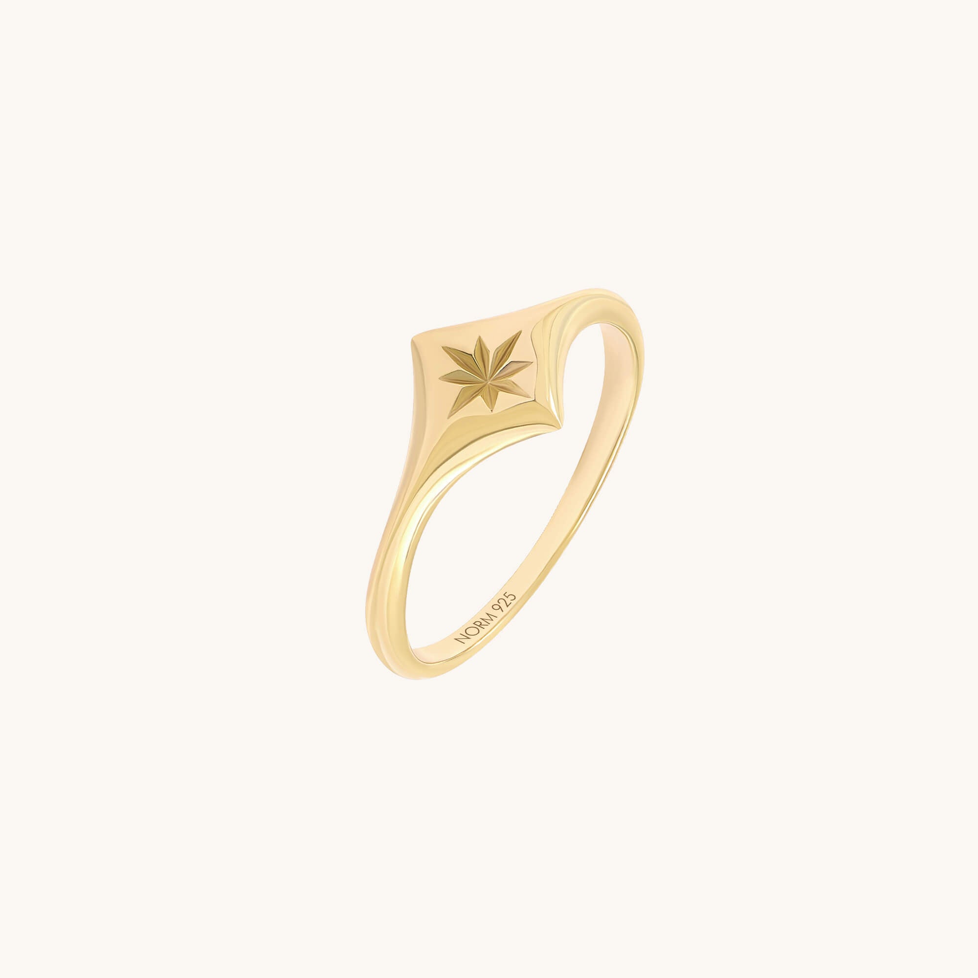 24K Gold Vermeil Starburst Signet Ring