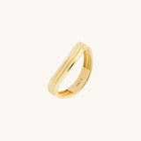 14K Solid Gold Lined Curve Band Ring