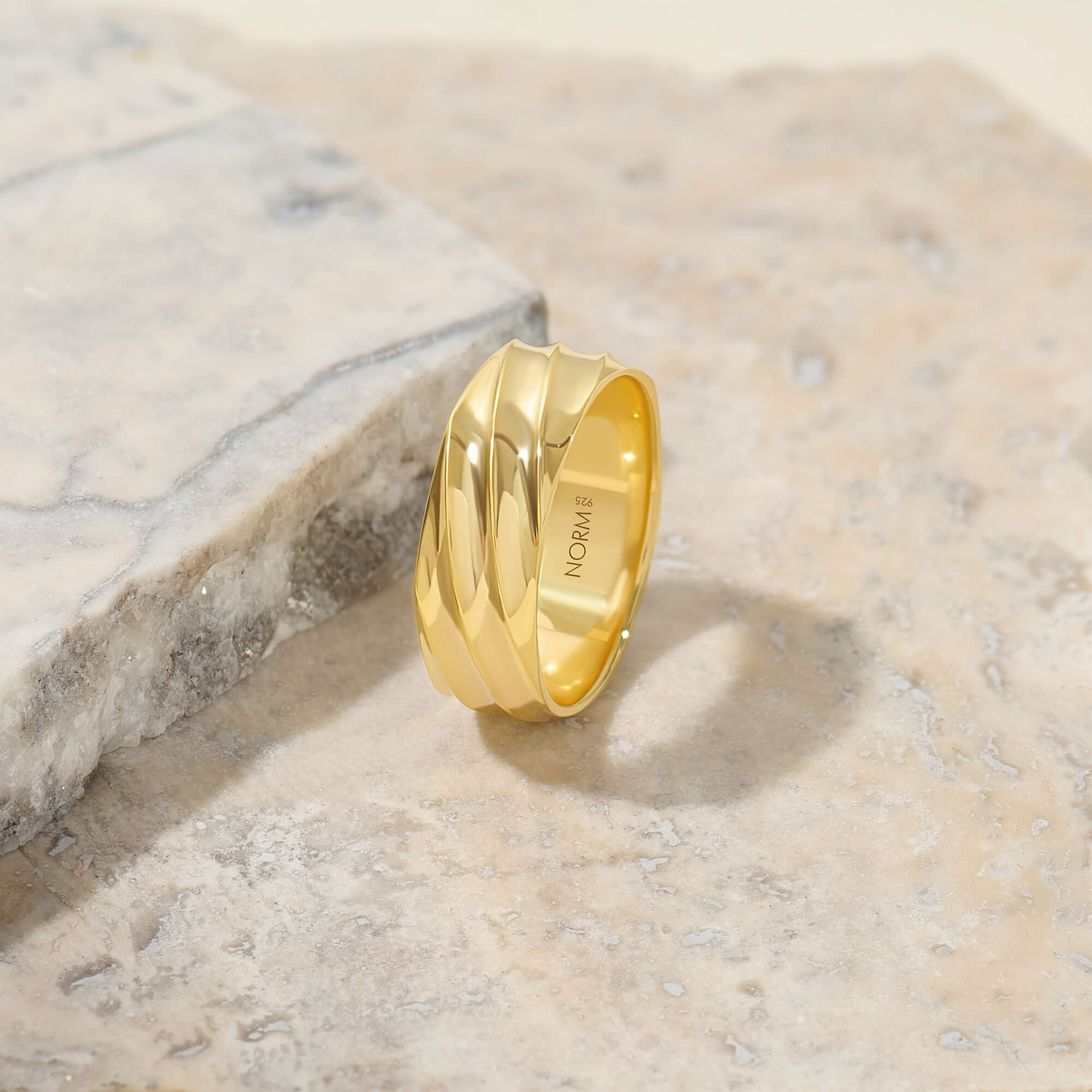 Striped Pattern Band Ring in Gold Vermeil on Solid Silver