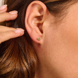 14k Solid Yellow Gold Minimalist Sun Stud Earrings for Women